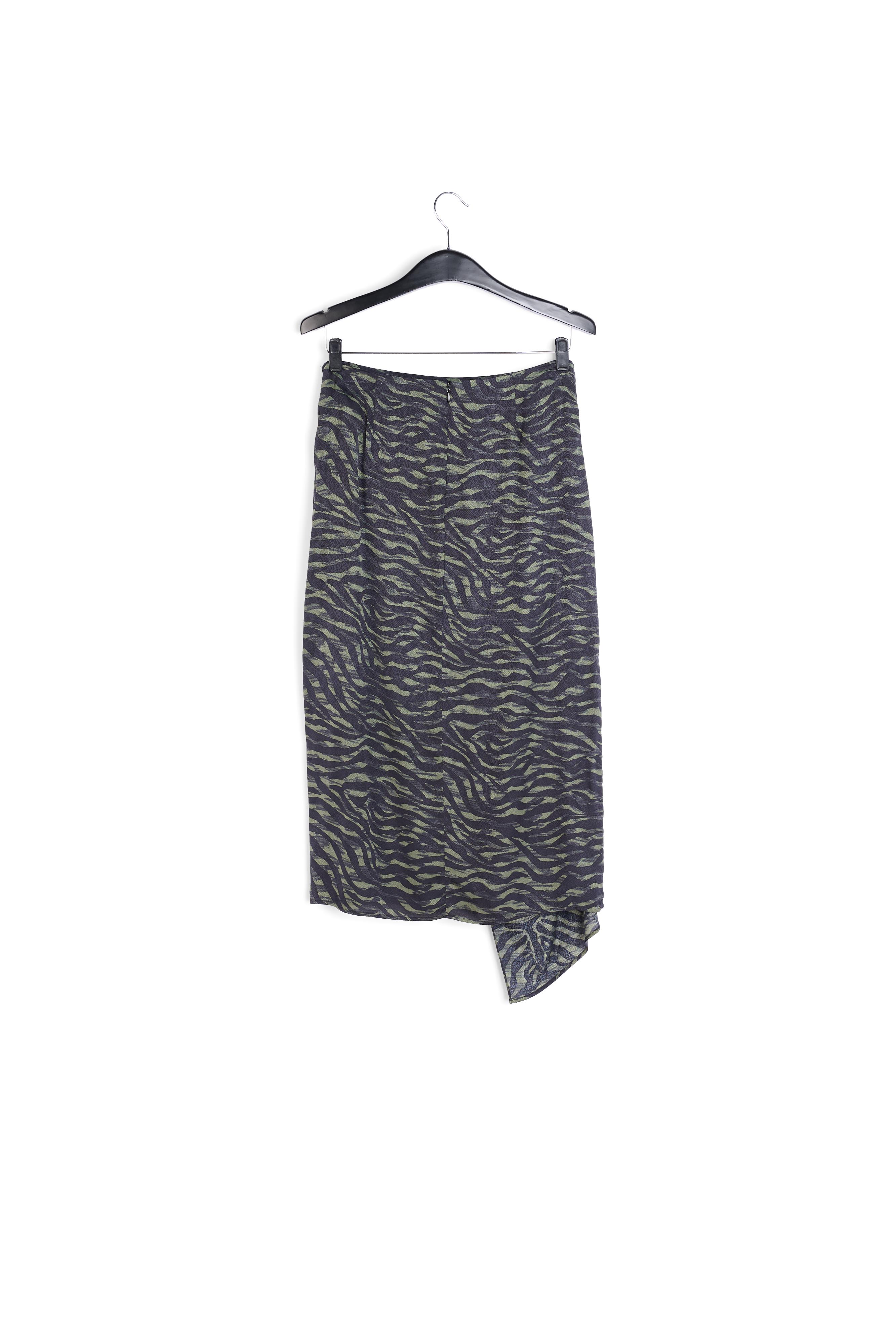 Khaki and black wrap effect long pencil skirt RE—SSENTIEL second-hand photo 2