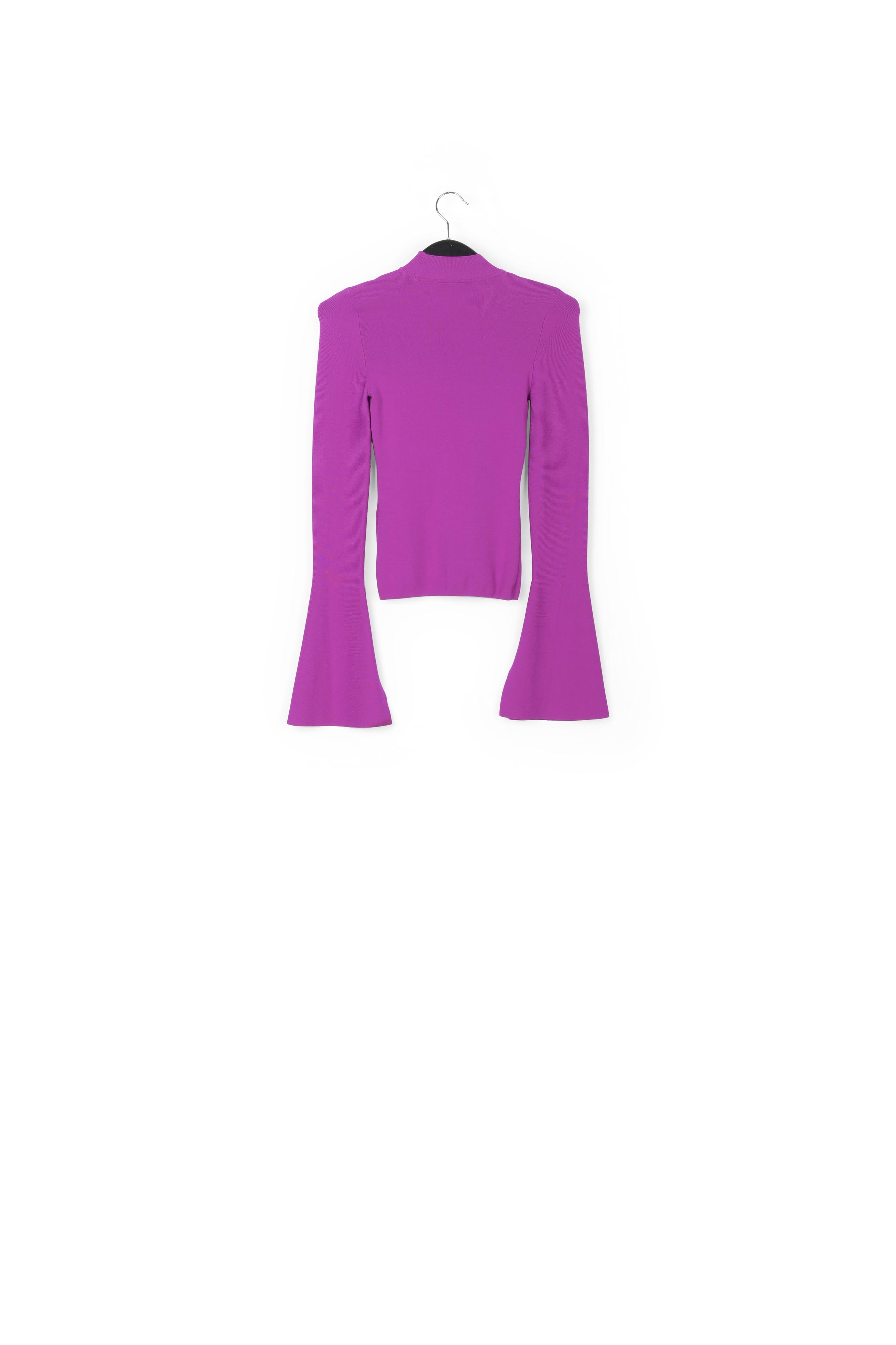 Pull pourpre ajusté aux manches en trompette RE—SSENTIEL seconde main photo 2