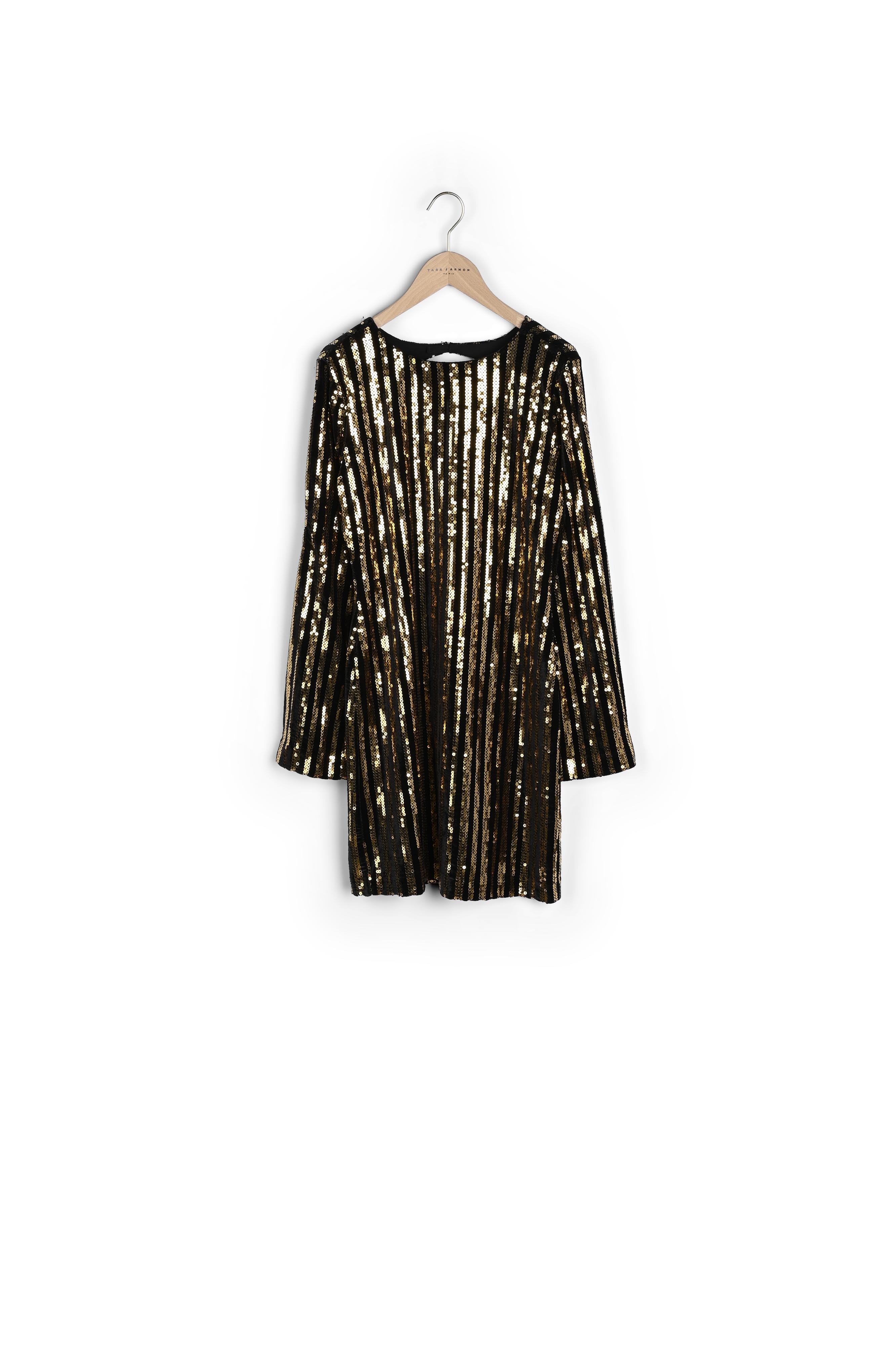 Robe Rory rayée noire et paillettes gold "blondie" Tara Jarmon seconde main photo 7