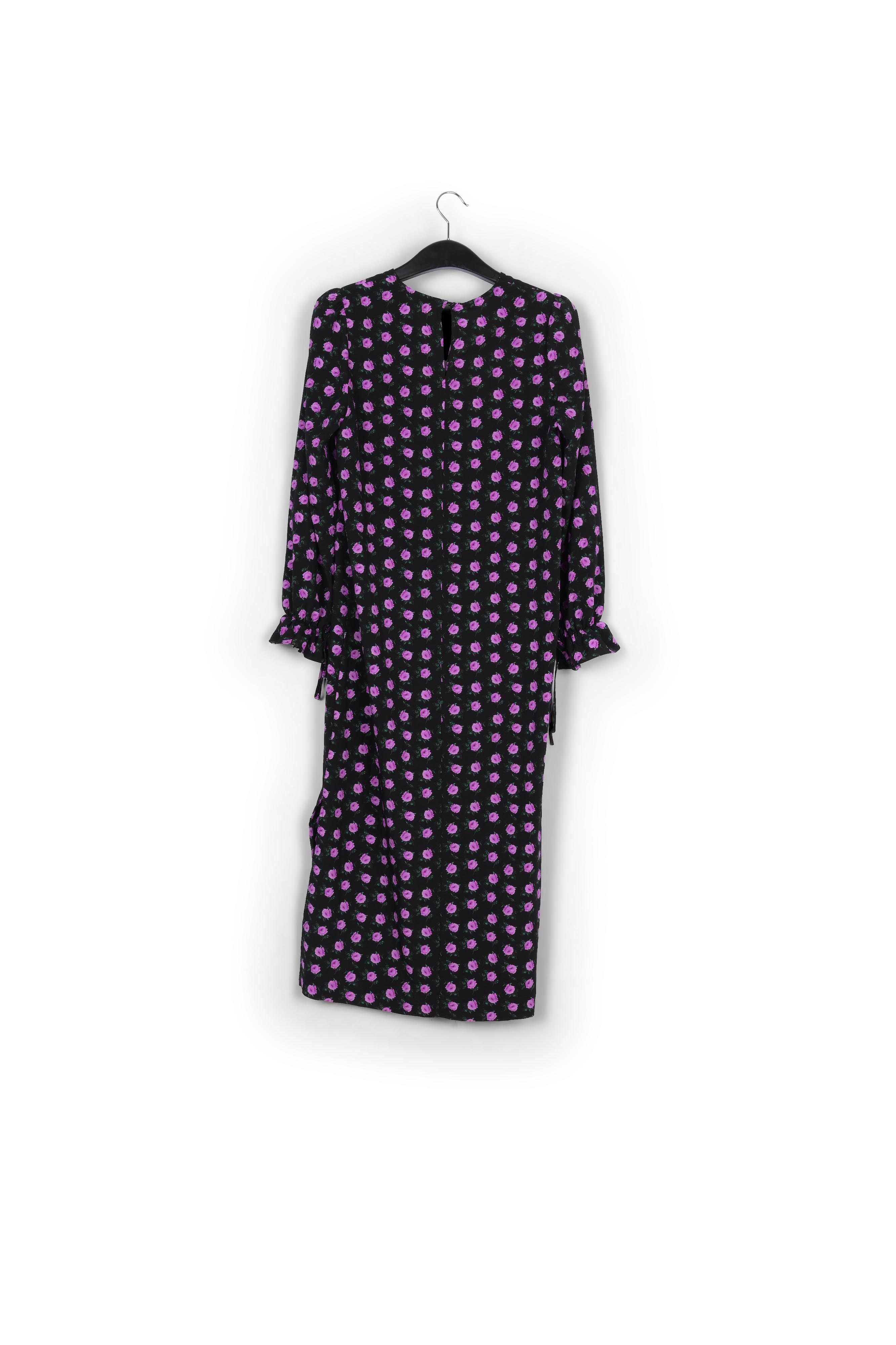 Zwarte midi-jurk met bloemenprint en riem RE—SSENTIEL tweedehands photo 2