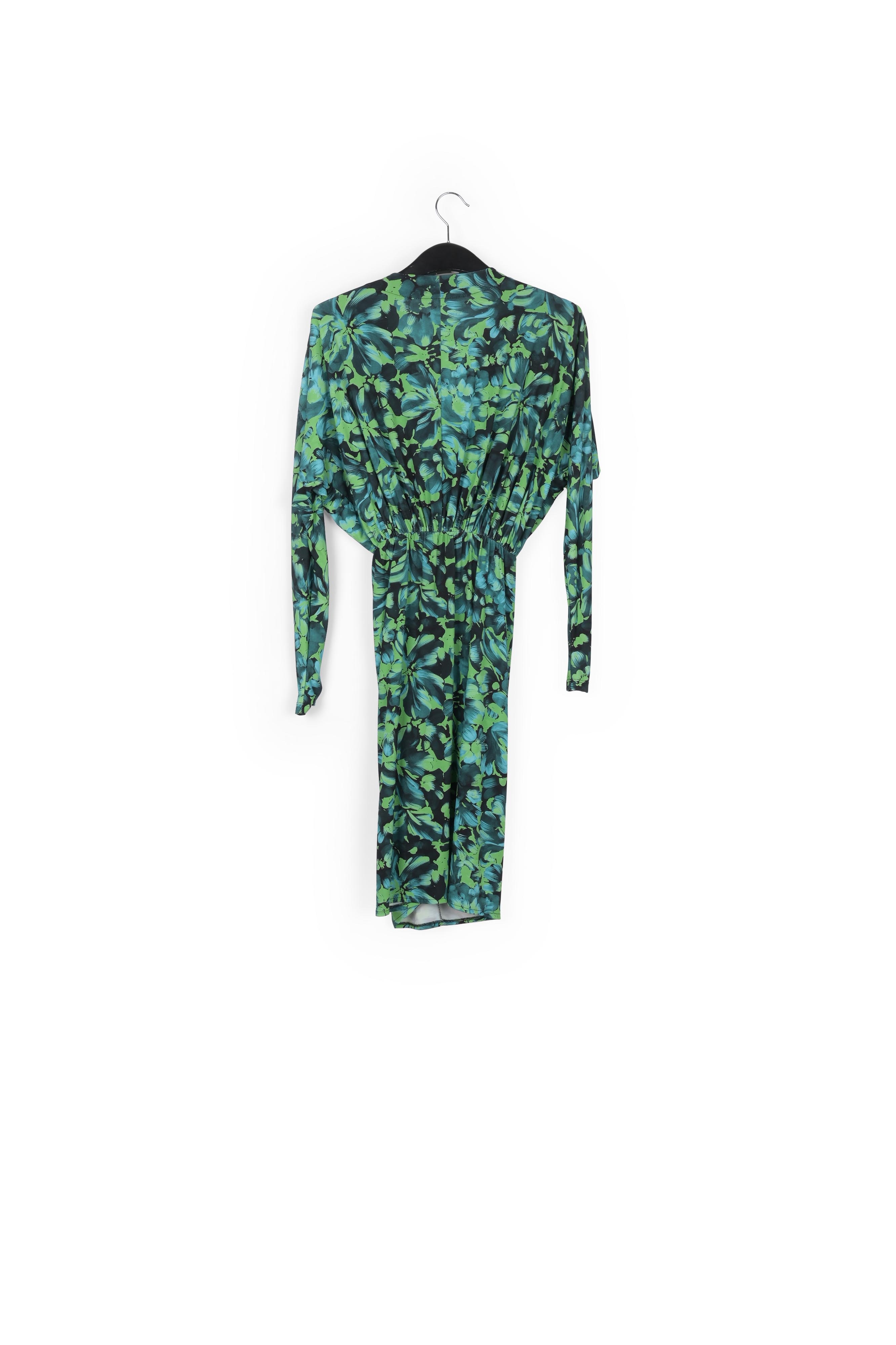 Robe cache-coeur verte et bleue avec draperie RE—SSENTIEL seconde main photo 2