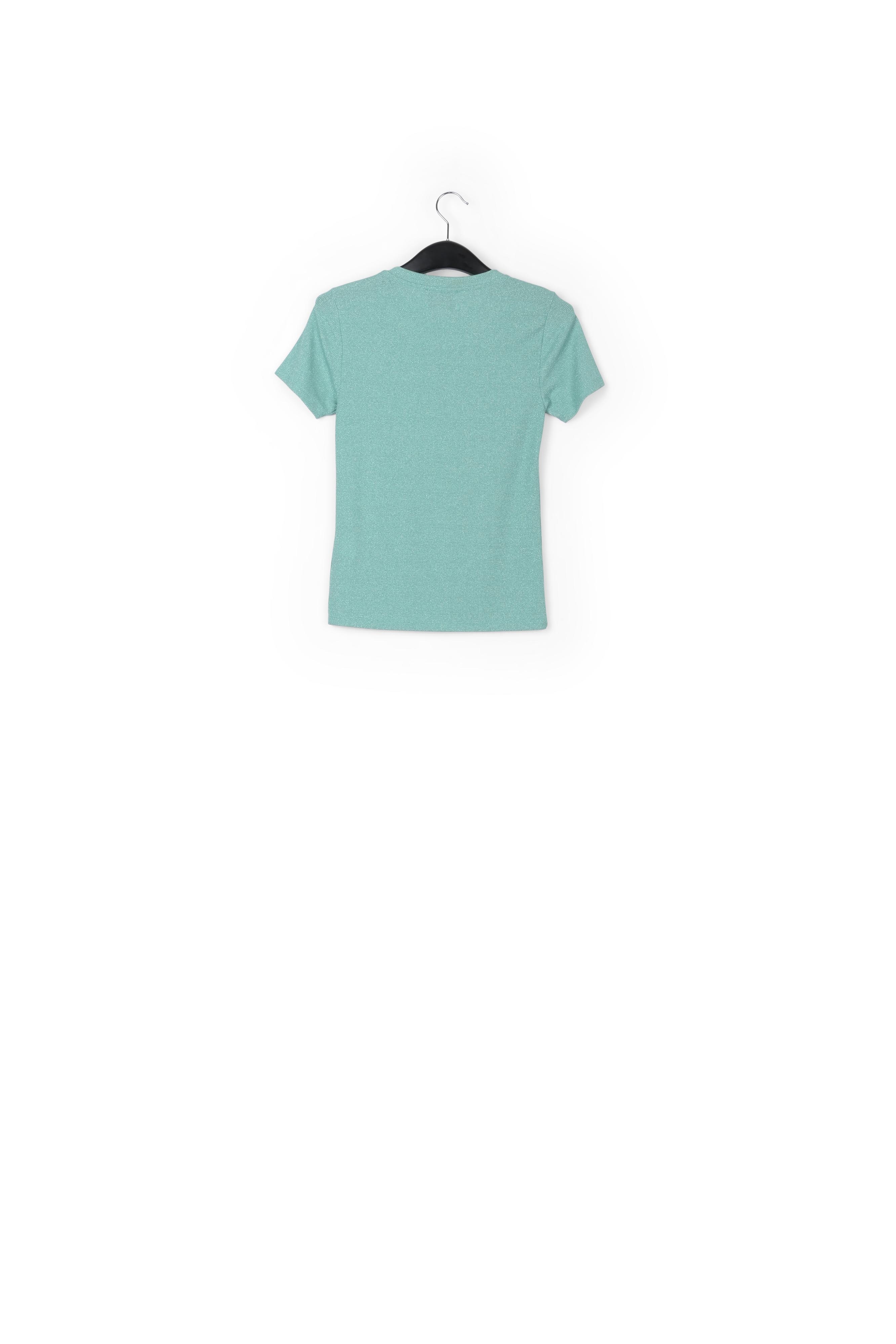 T-shirt turquoise en lurex RE—SSENTIEL seconde main photo 2