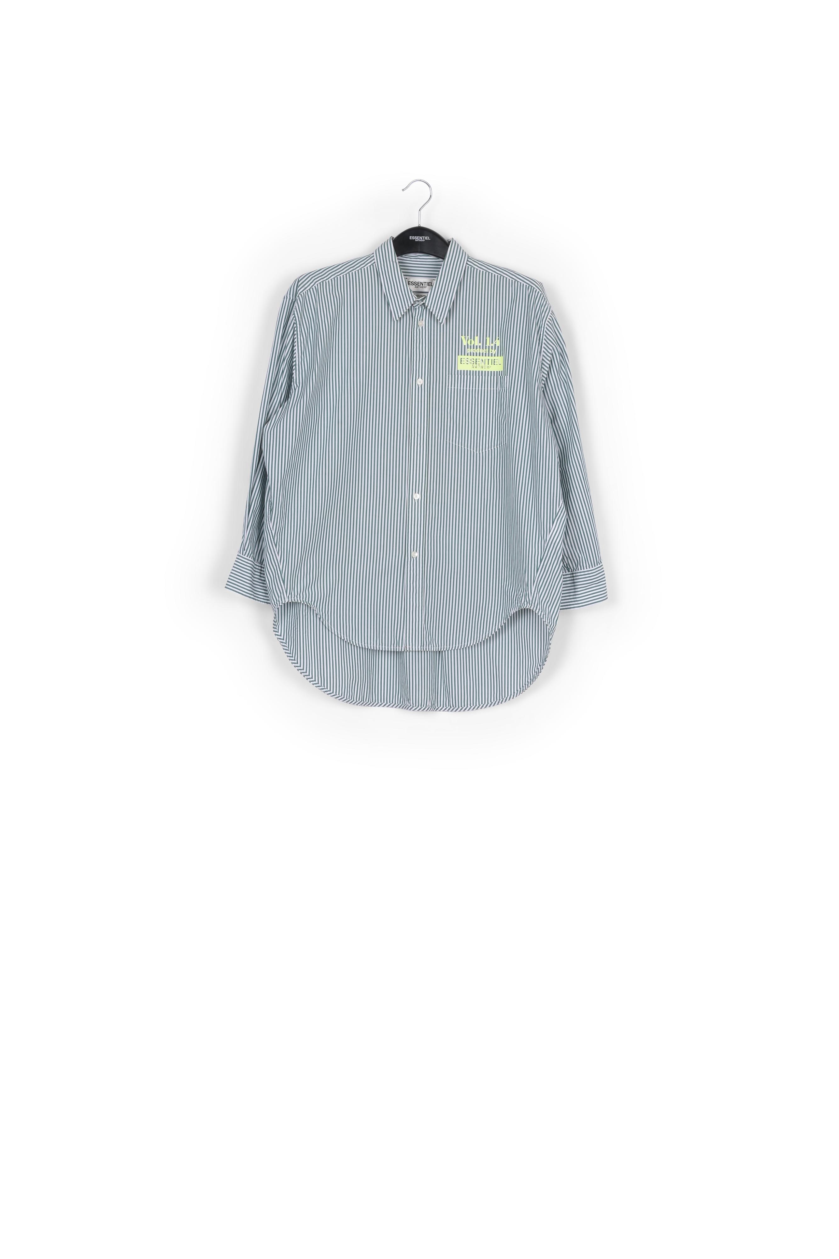 Chemise en coton à rayures vert et blanc cassé RE—SSENTIEL seconde main photo 1