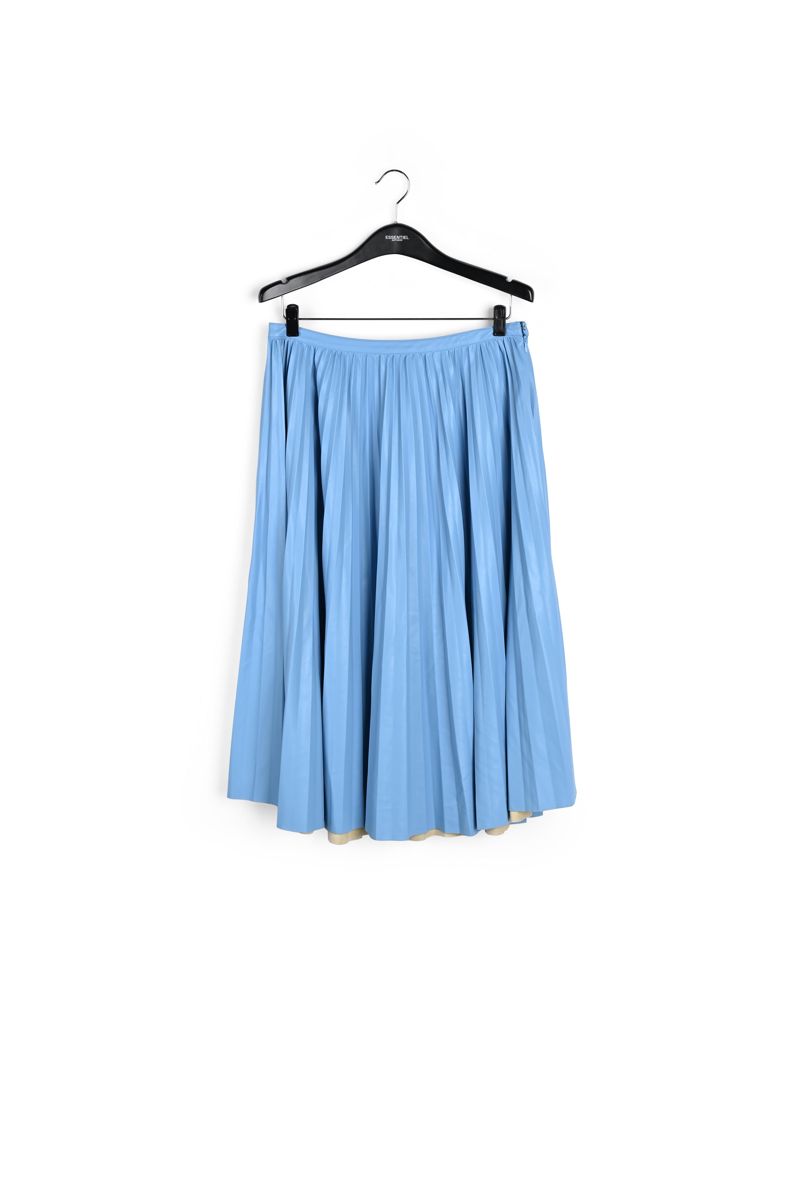 Jupe plissée en faux cuir bleu RE—SSENTIEL seconde main photo 1