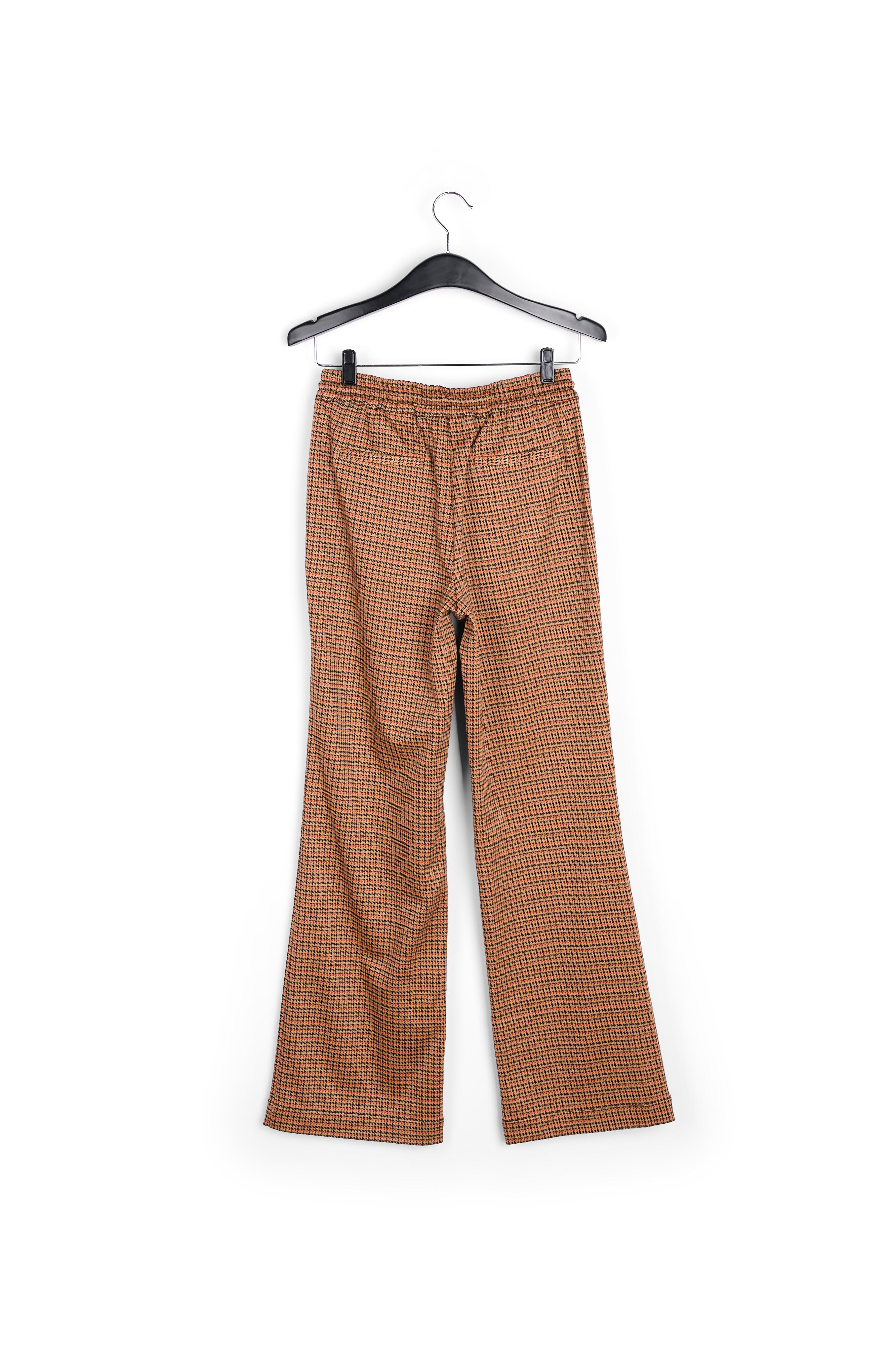 Pantalon en pied-de-poule blanc cassé et orange RE—SSENTIEL seconde main photo 2