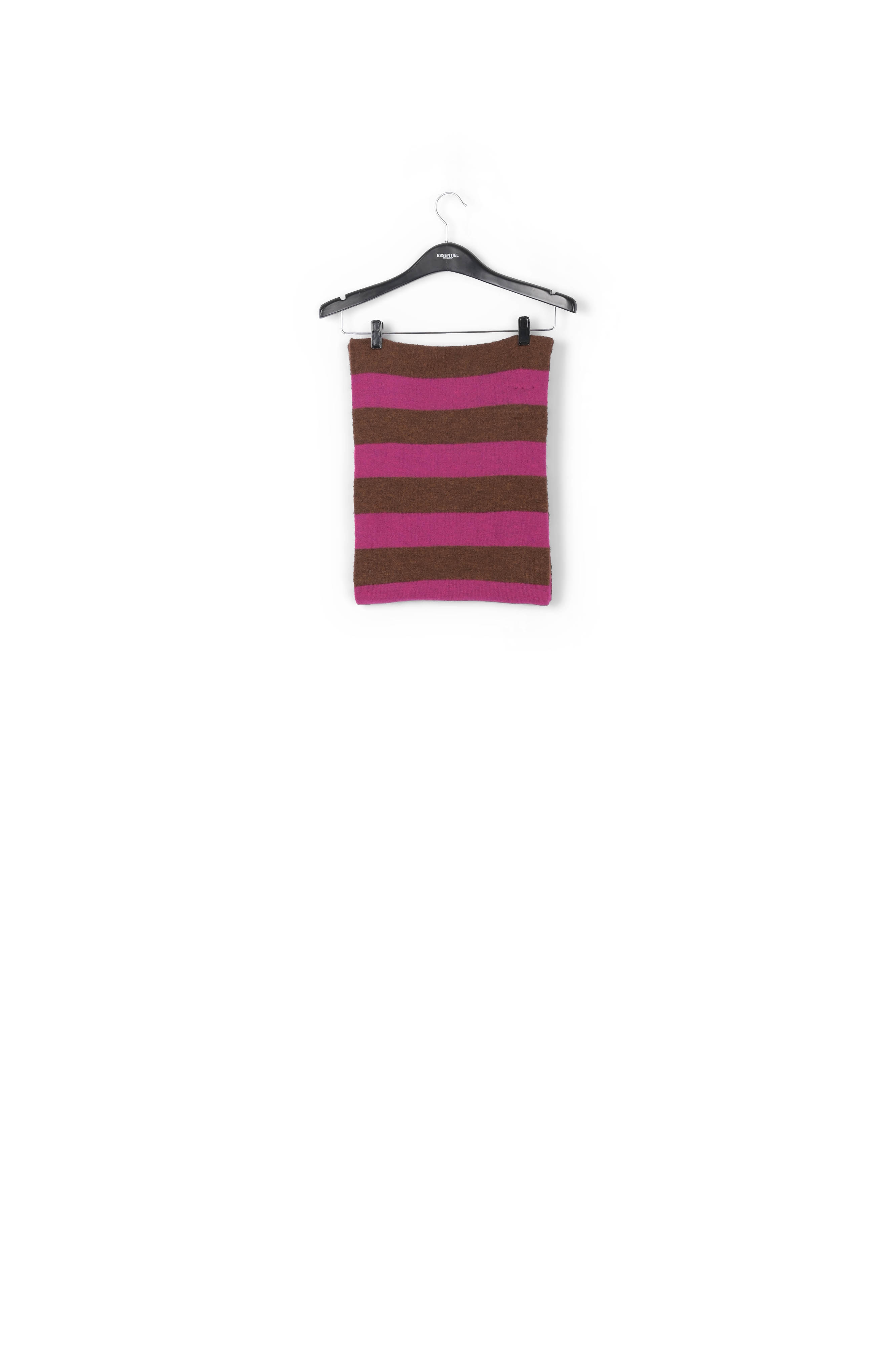Sjaal met bruin en fuchsia streepmotief RE—SSENTIEL tweedehands photo 1
