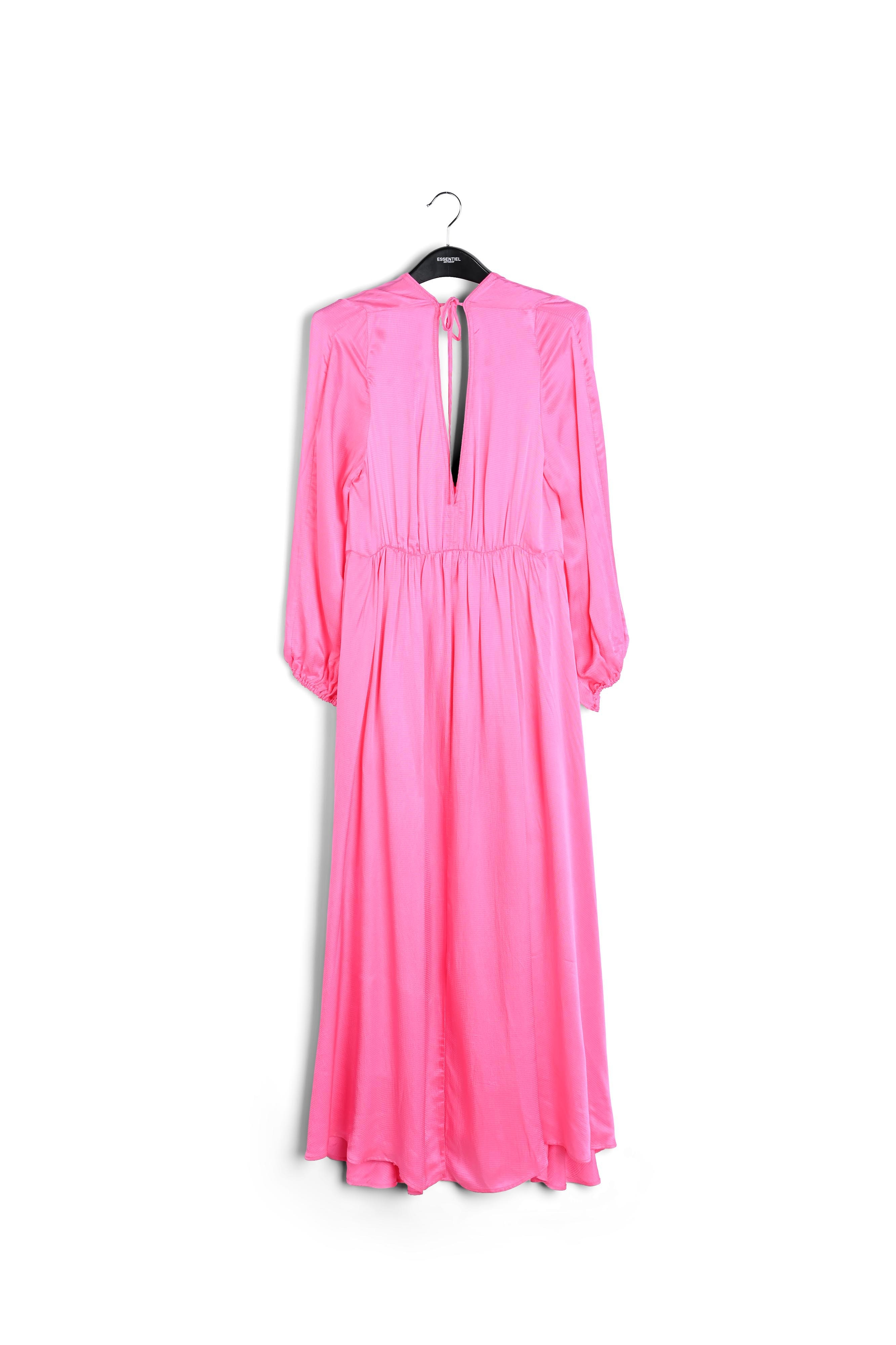 Maxi robe rose néon en V à manches longues RE—SSENTIEL seconde main photo 1
