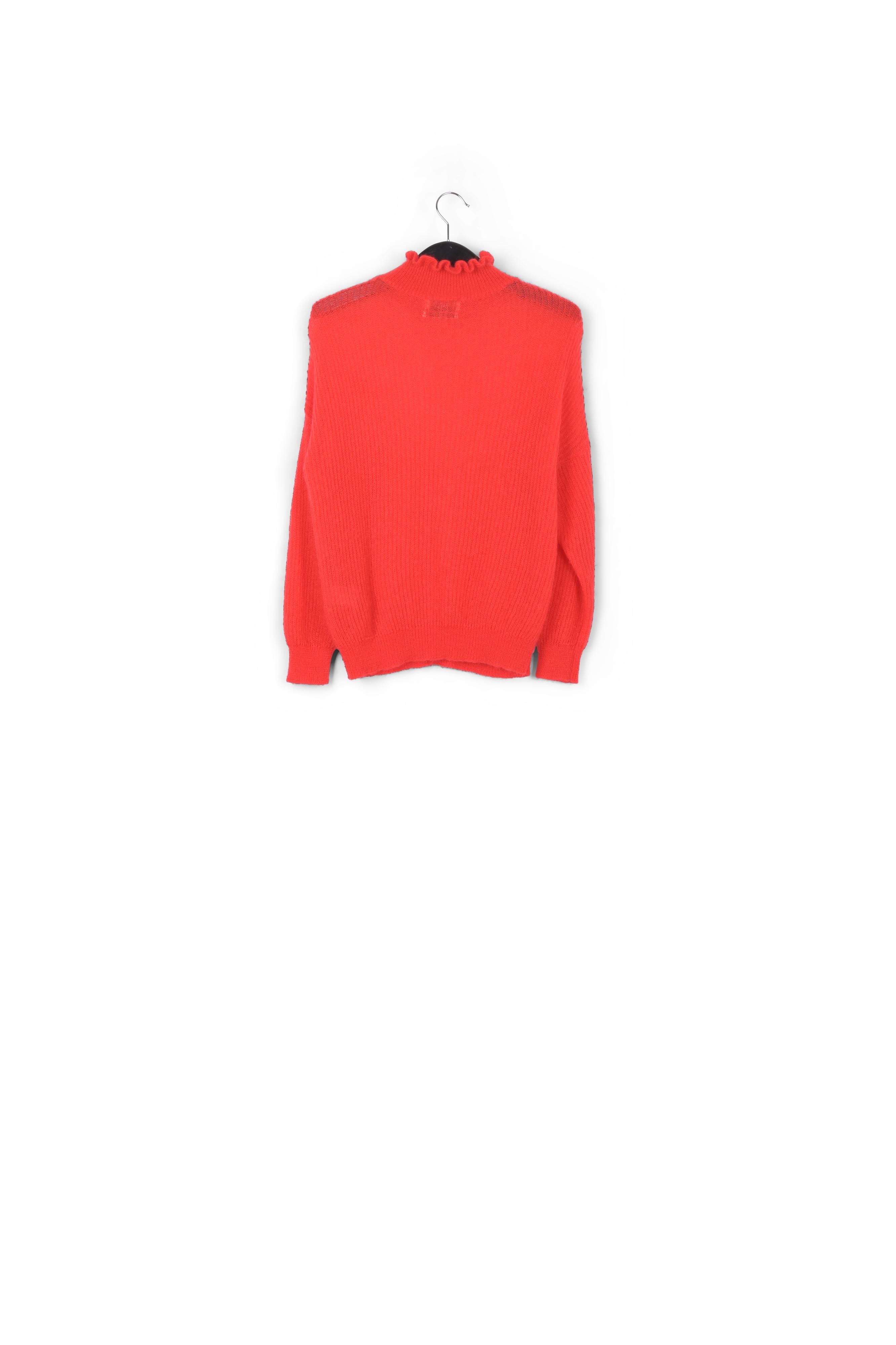 Pull rouge avec col haut à  ruches RE—SSENTIEL seconde main photo 2
