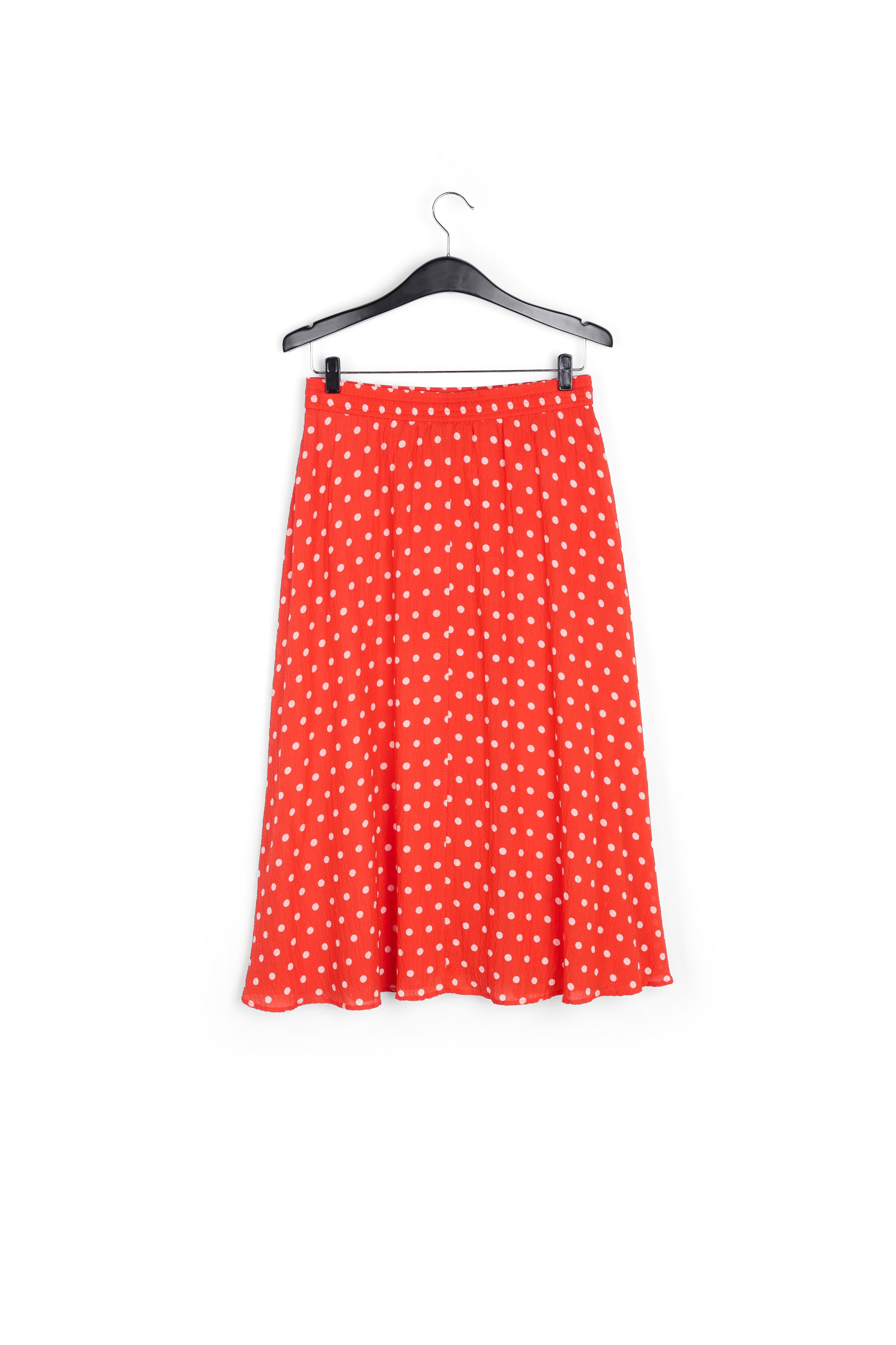Jupe midi rouge à pois blancs RE—SSENTIEL seconde main photo 2