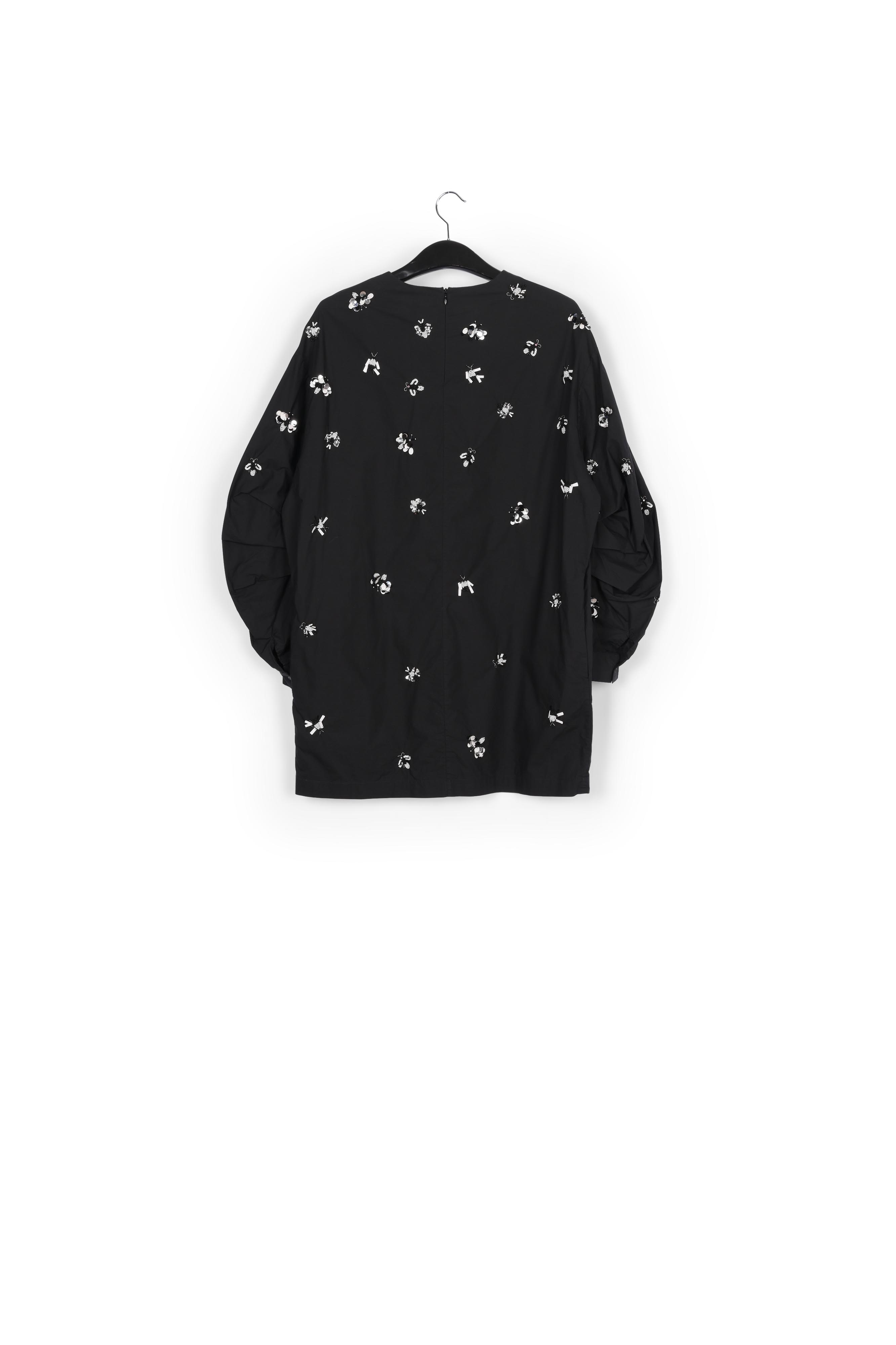 Robe noire en coton popeline à paillettes RE—SSENTIEL seconde main photo 3