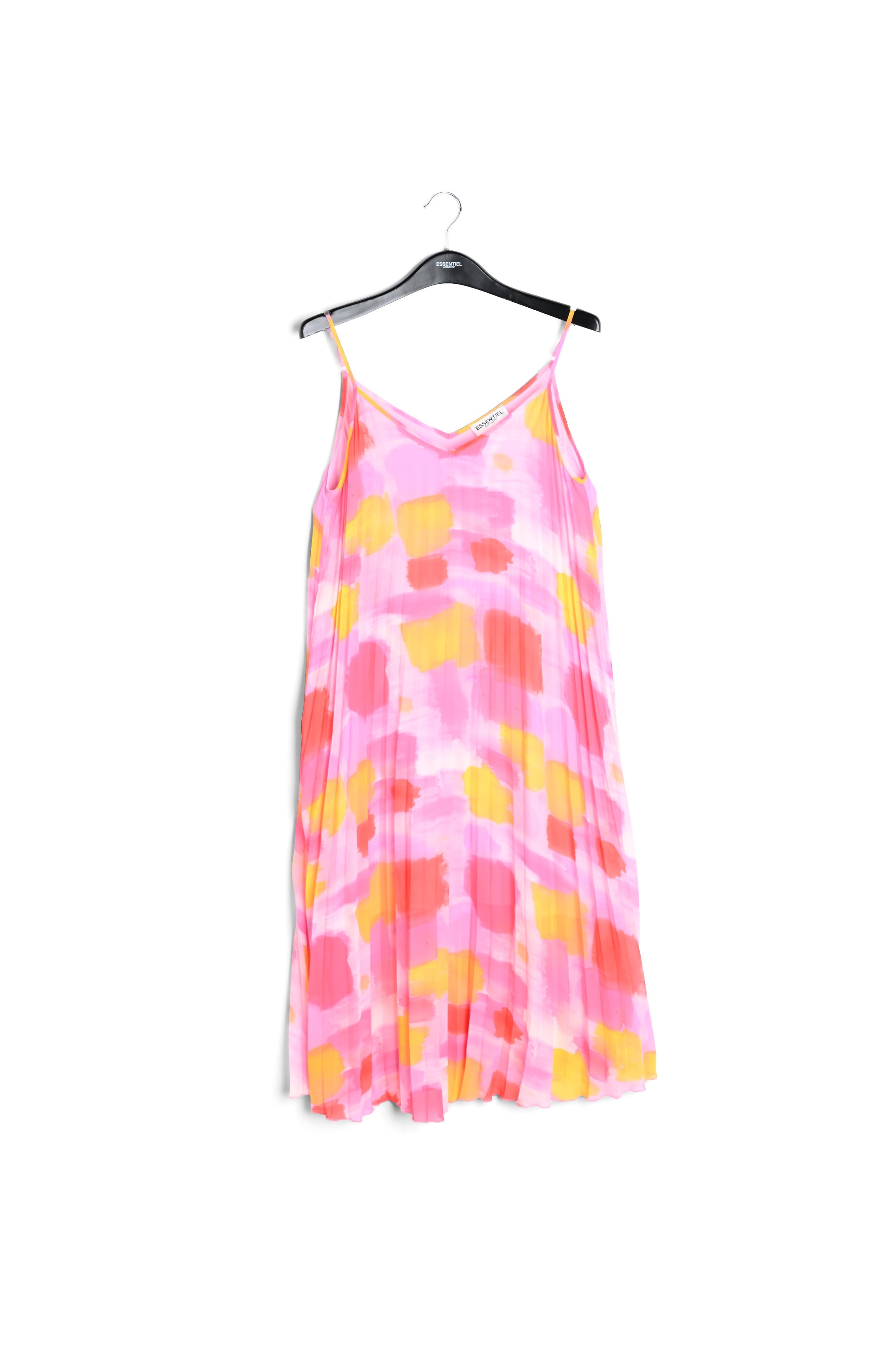 Pink and yellow plissé midi-length dress RE—SSENTIEL second-hand photo 1