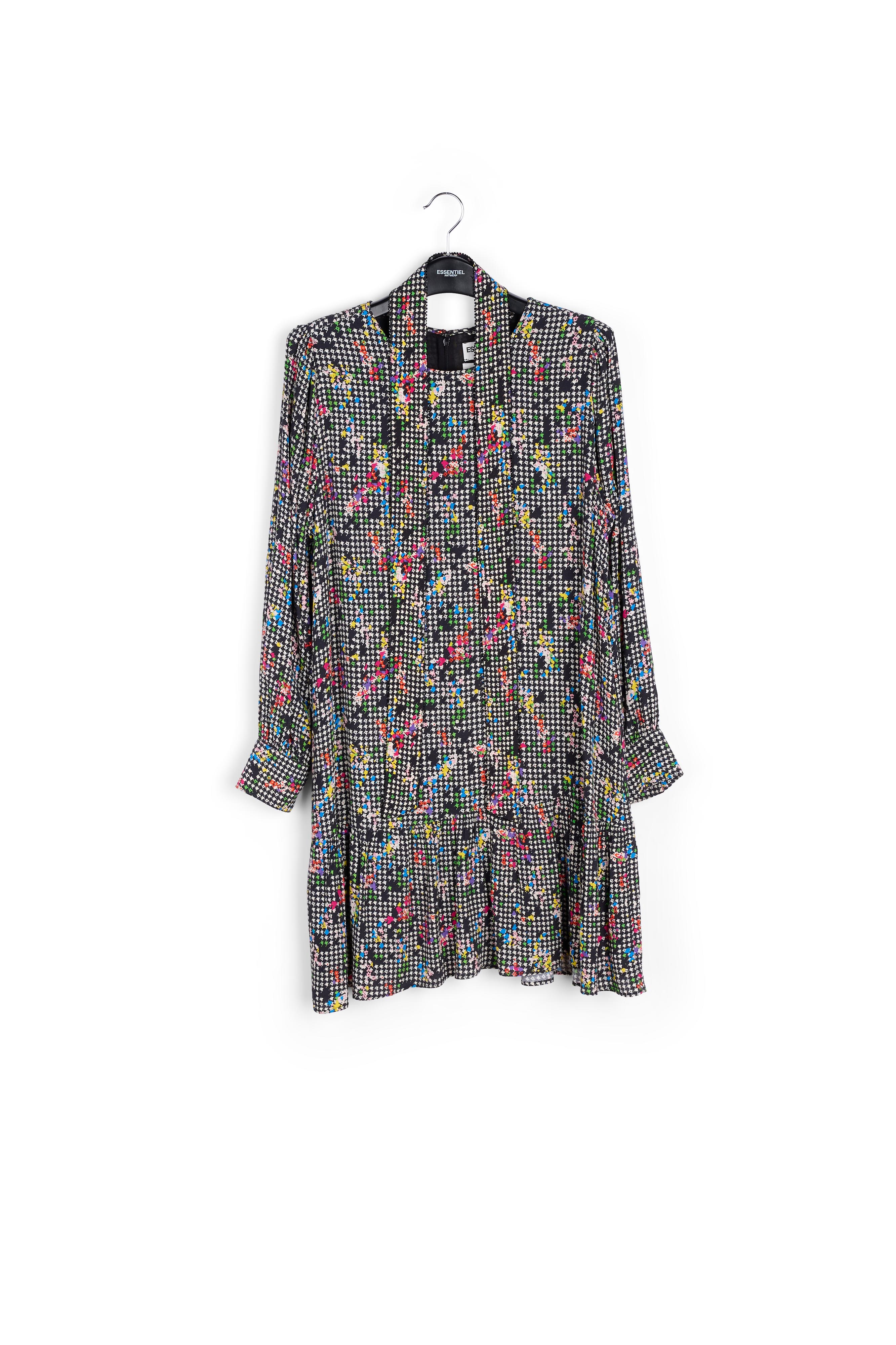 Mini-robe noire et blanche à volants RE—SSENTIEL seconde main photo 1
