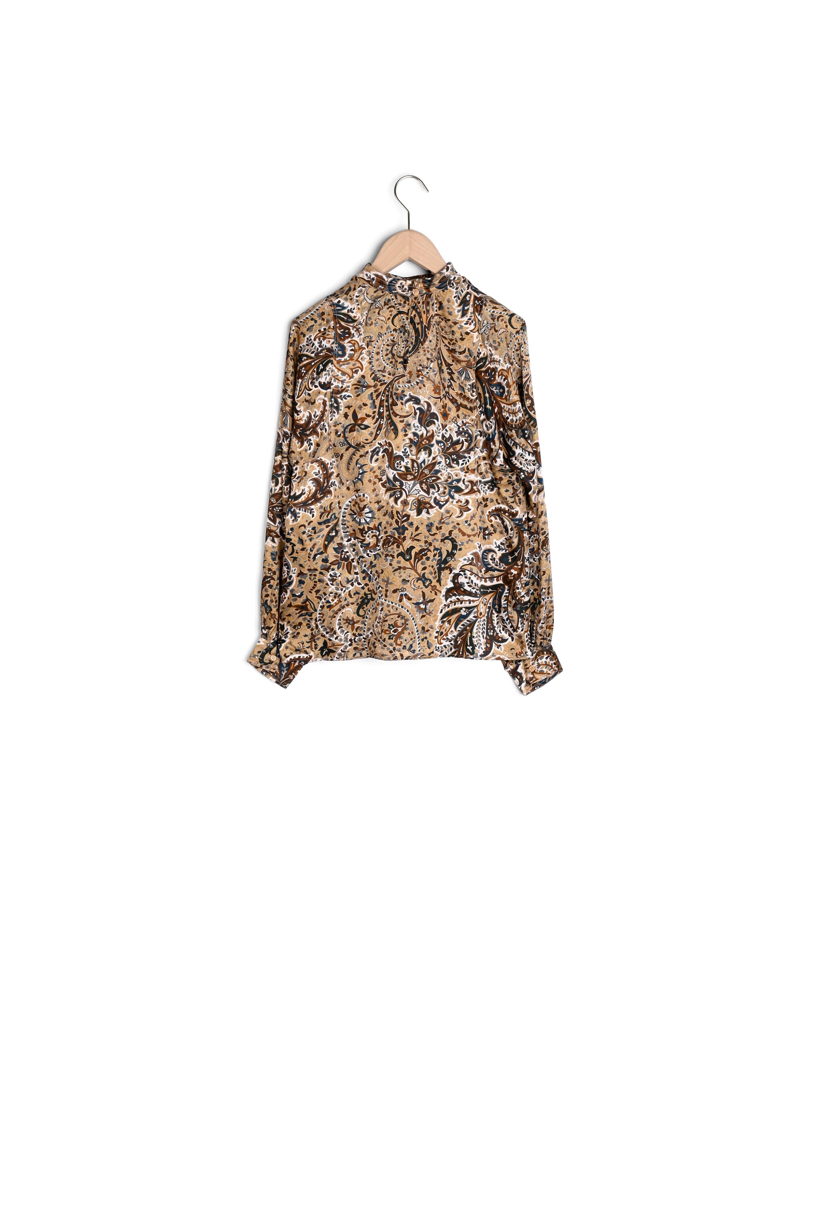 Blouse Tribeca imprimé cachemire camel sur satin viscose de soie Tara Jarmon seconde main photo 7