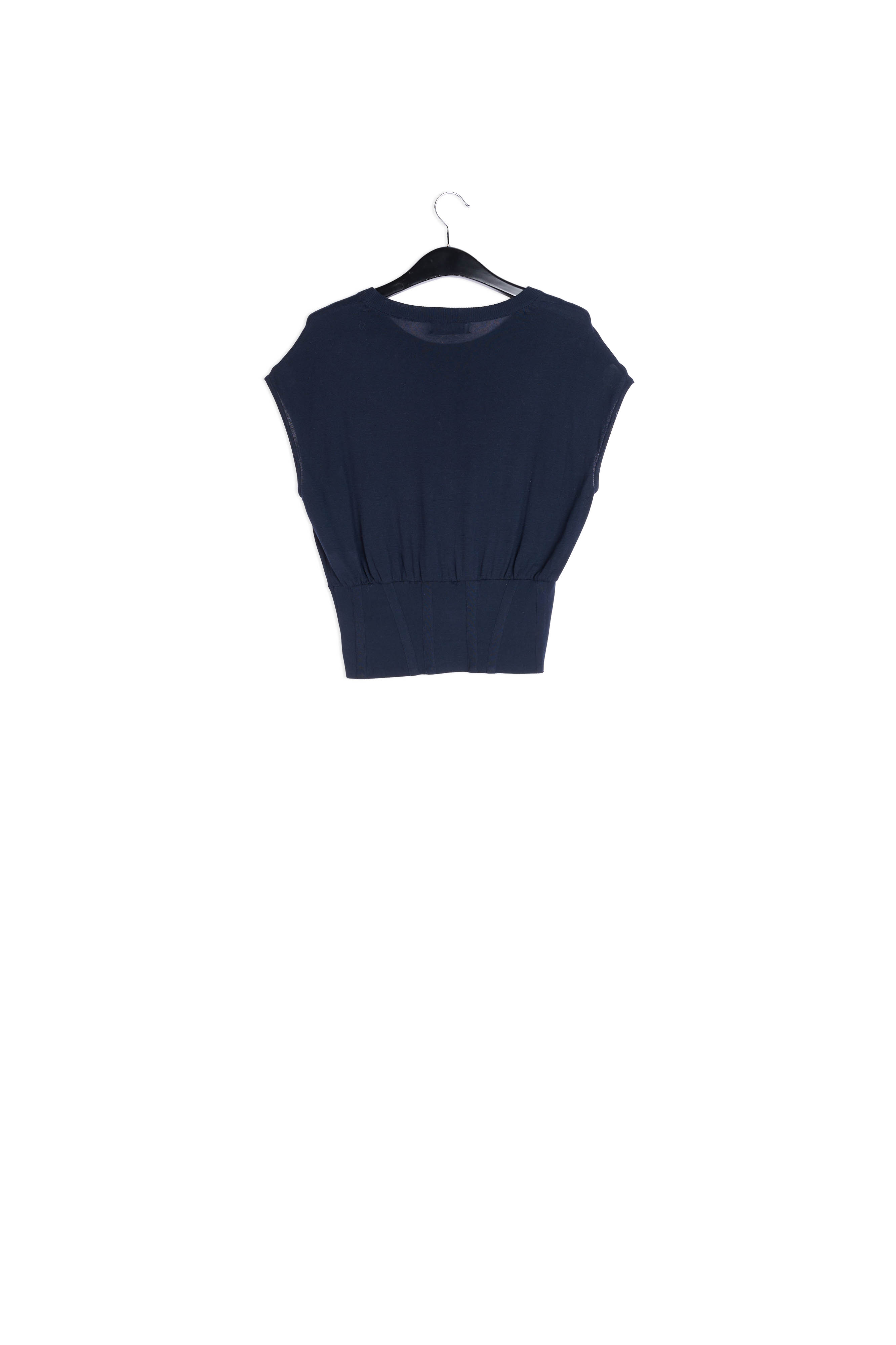 Pull sans manches en tricot bleu foncé RE—SSENTIEL seconde main photo 2