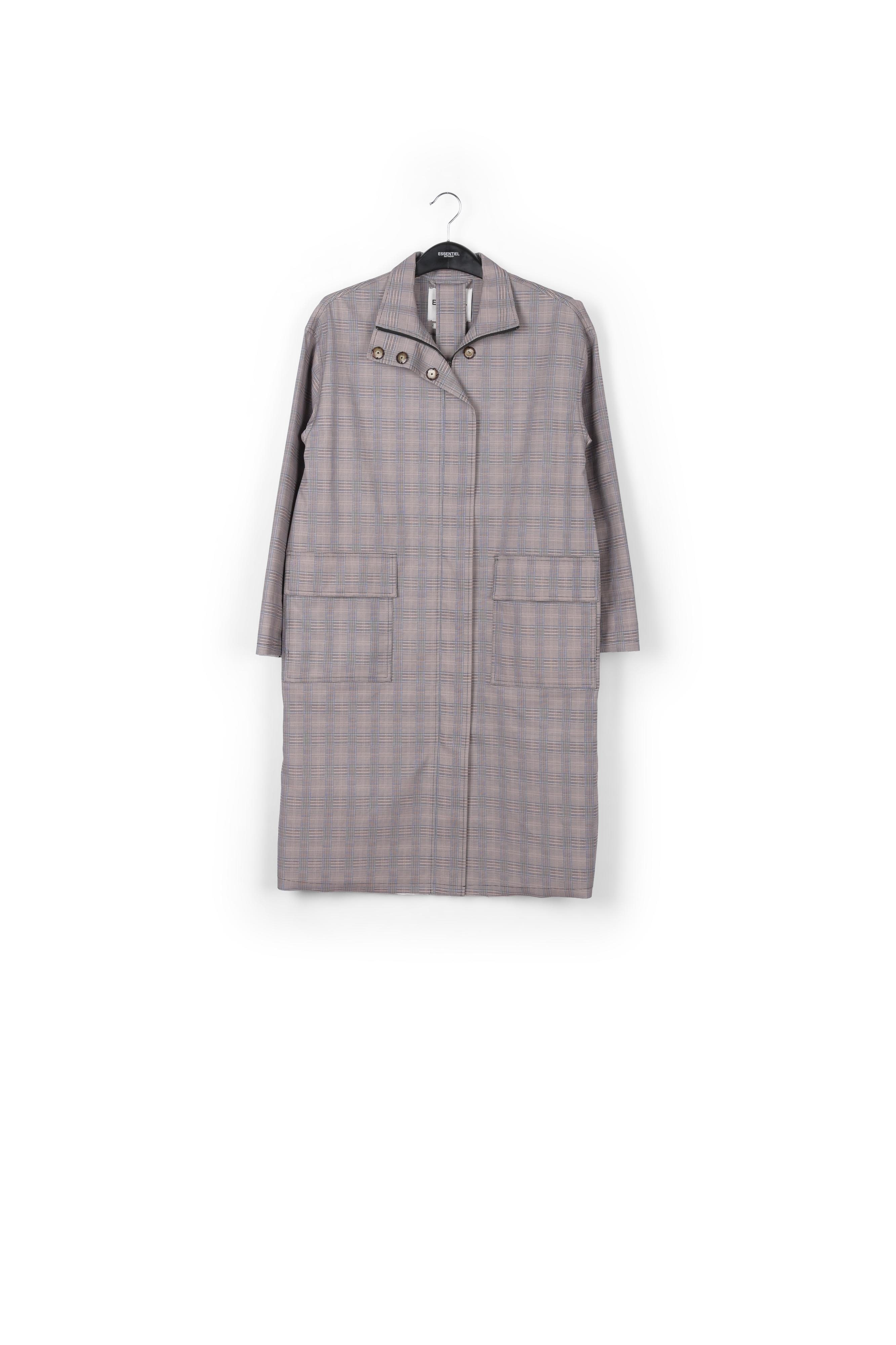 Grijze oversized jas met tartanmotief RE—SSENTIEL tweedehands photo 1