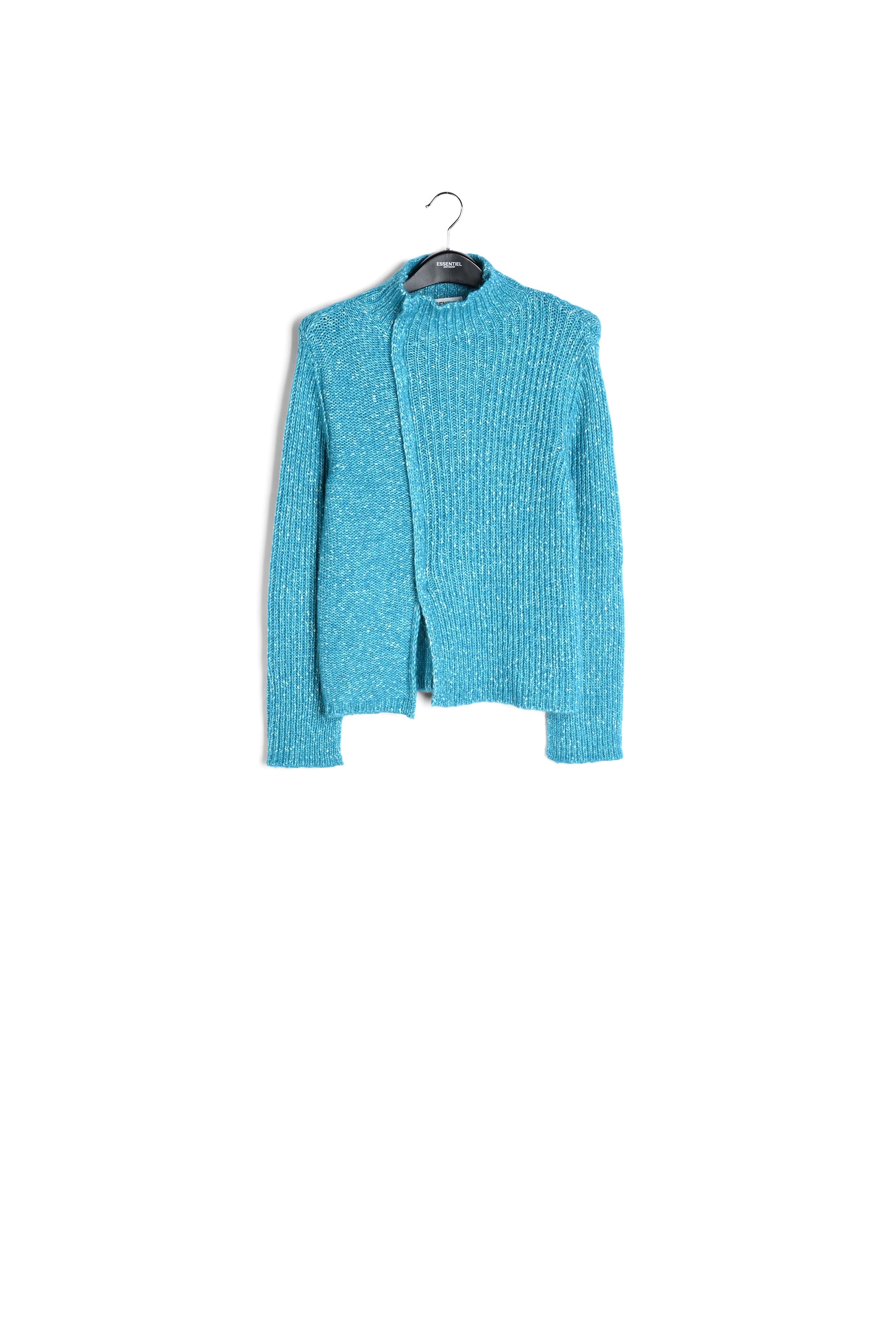 Pull à col roulé en tricot bleu mêlé RE—SSENTIEL seconde main photo 1