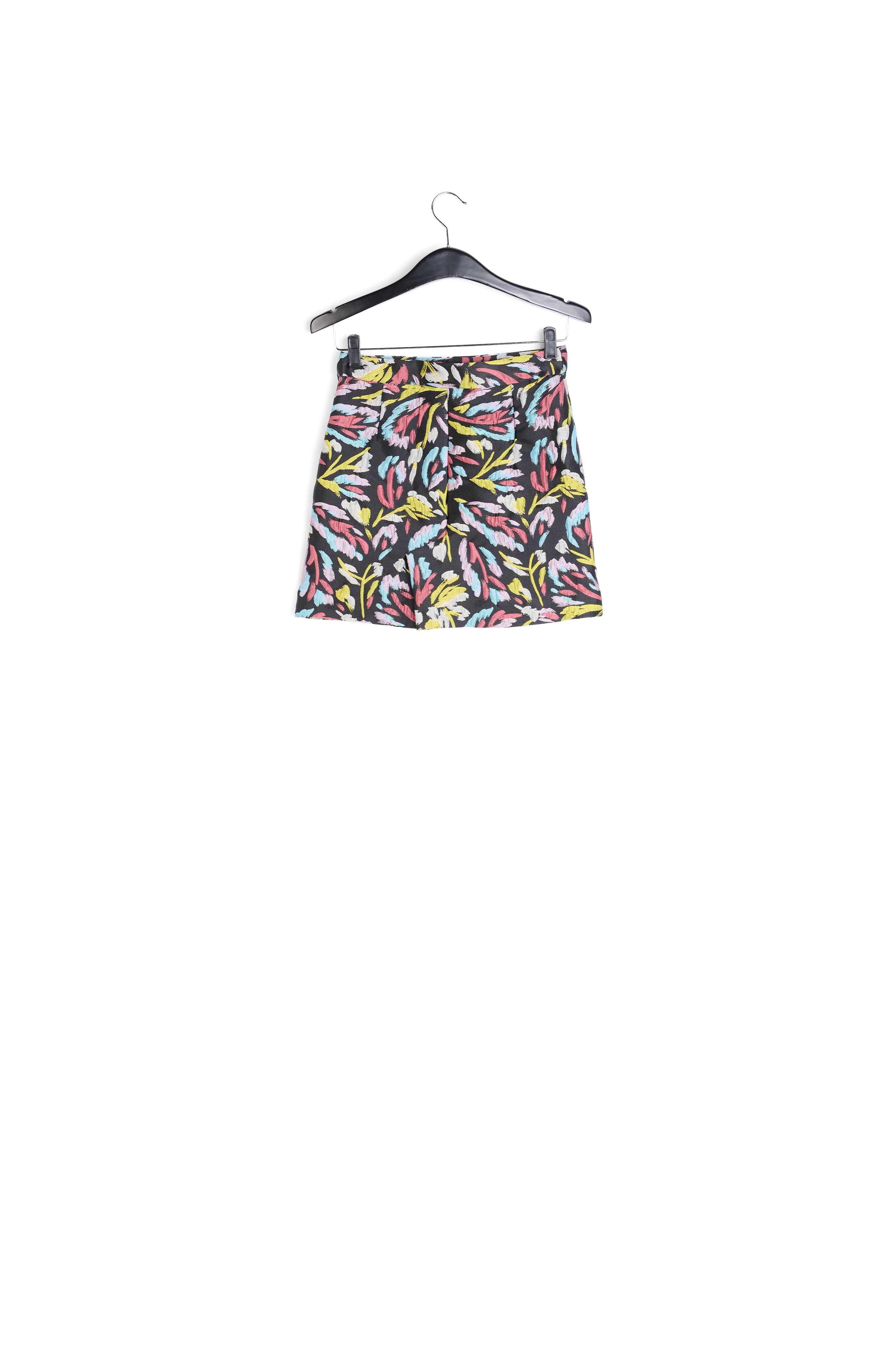 Minirok in zwart, geel en lila jacquard RE—SSENTIEL tweedehands photo 2