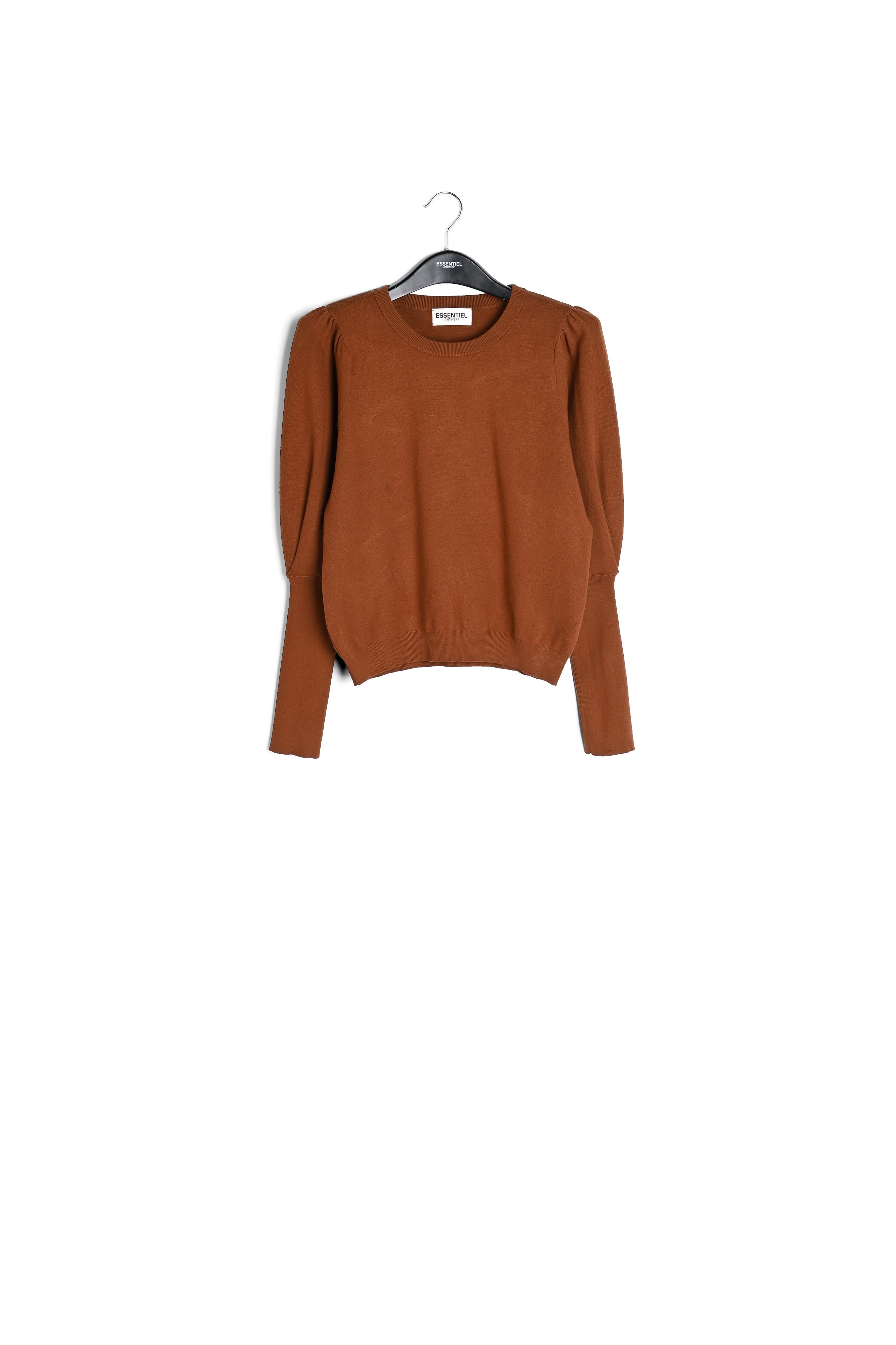 Pull brun aux épaules bouffantes RE—SSENTIEL seconde main photo 1
