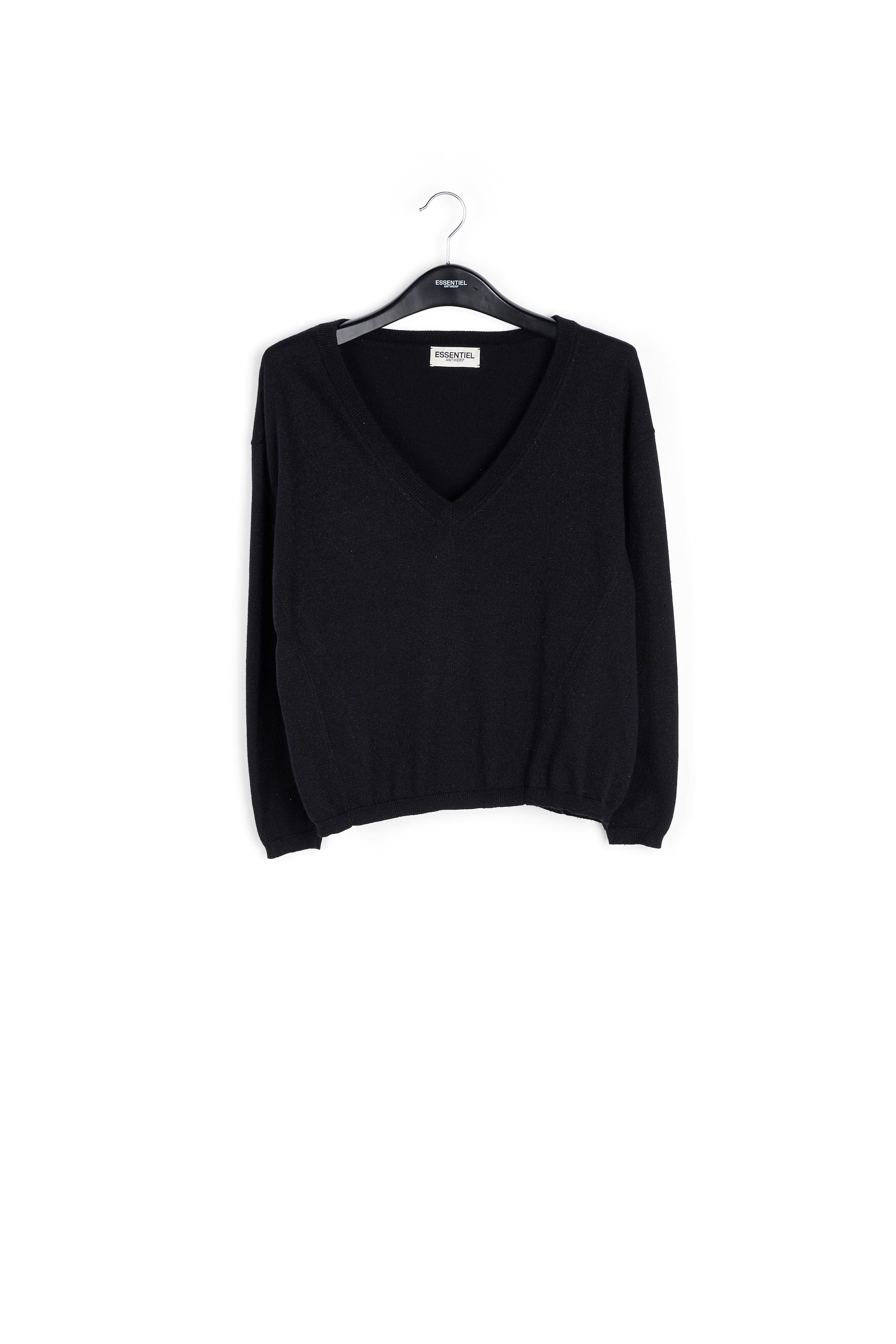 Zwarte lurex gebreide trui met v-hals RE—SSENTIEL tweedehands photo 1