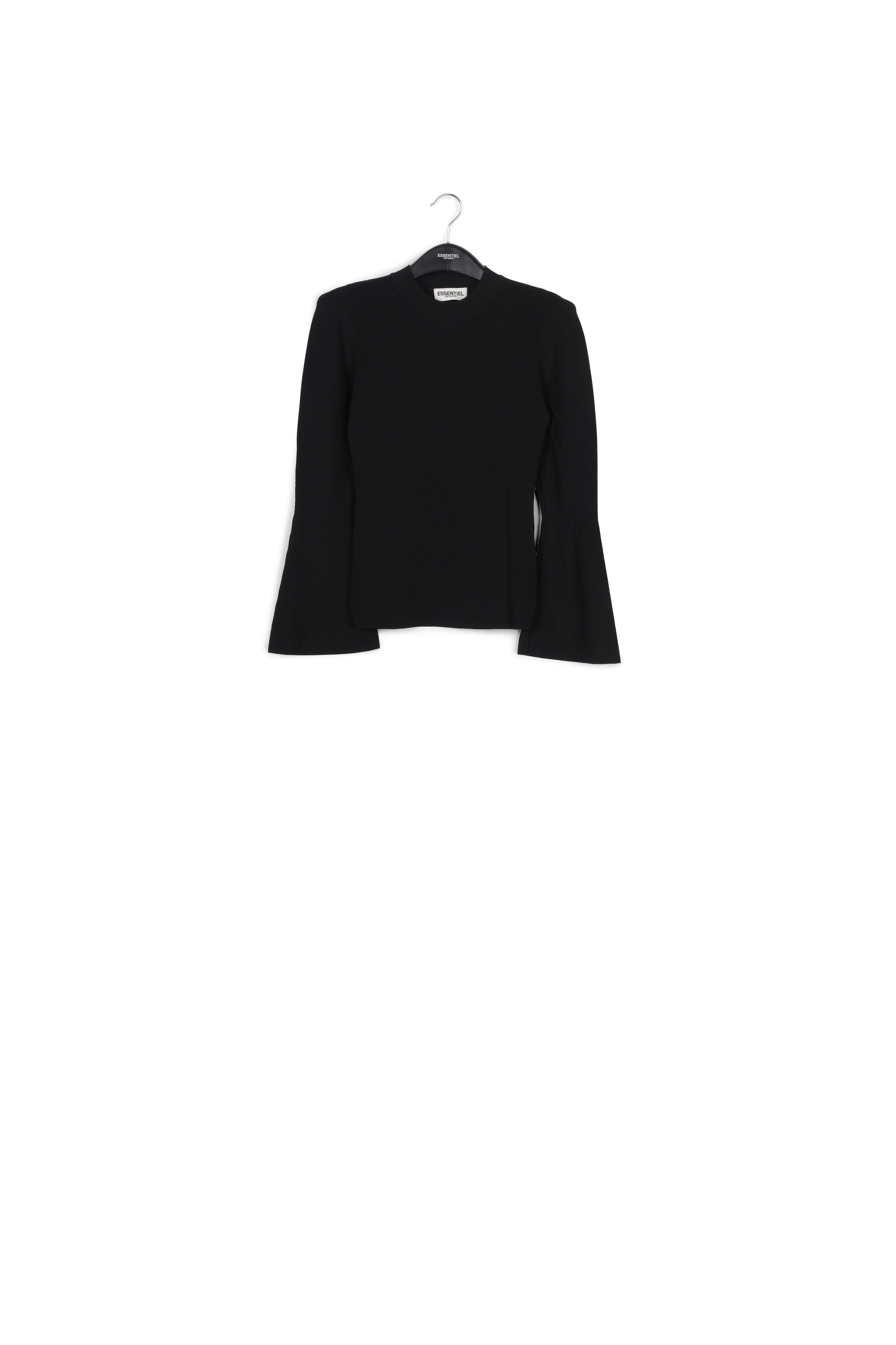 Pull ajusté en tricot noir à manches trompettes RE—SSENTIEL seconde main photo 1