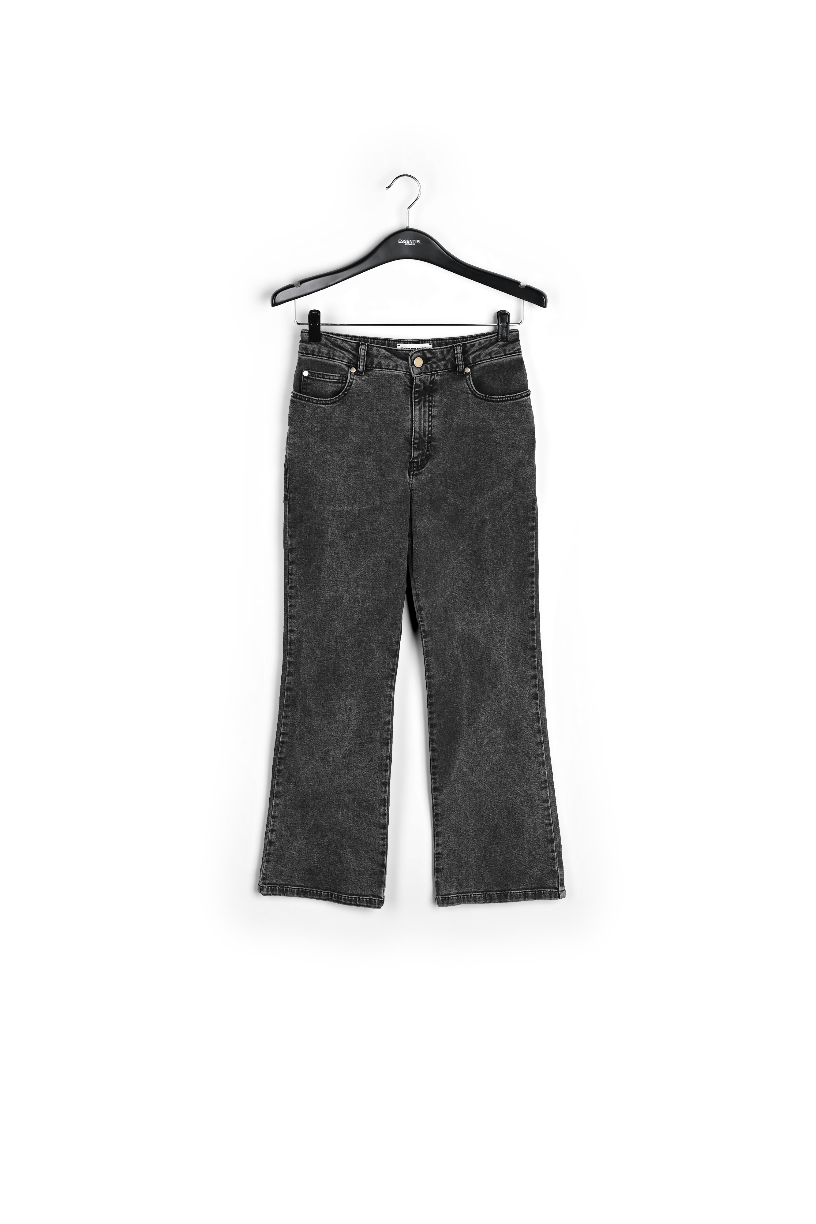 Black cotton-stretch flared-fit jeans RE—SSENTIEL second-hand photo 1
