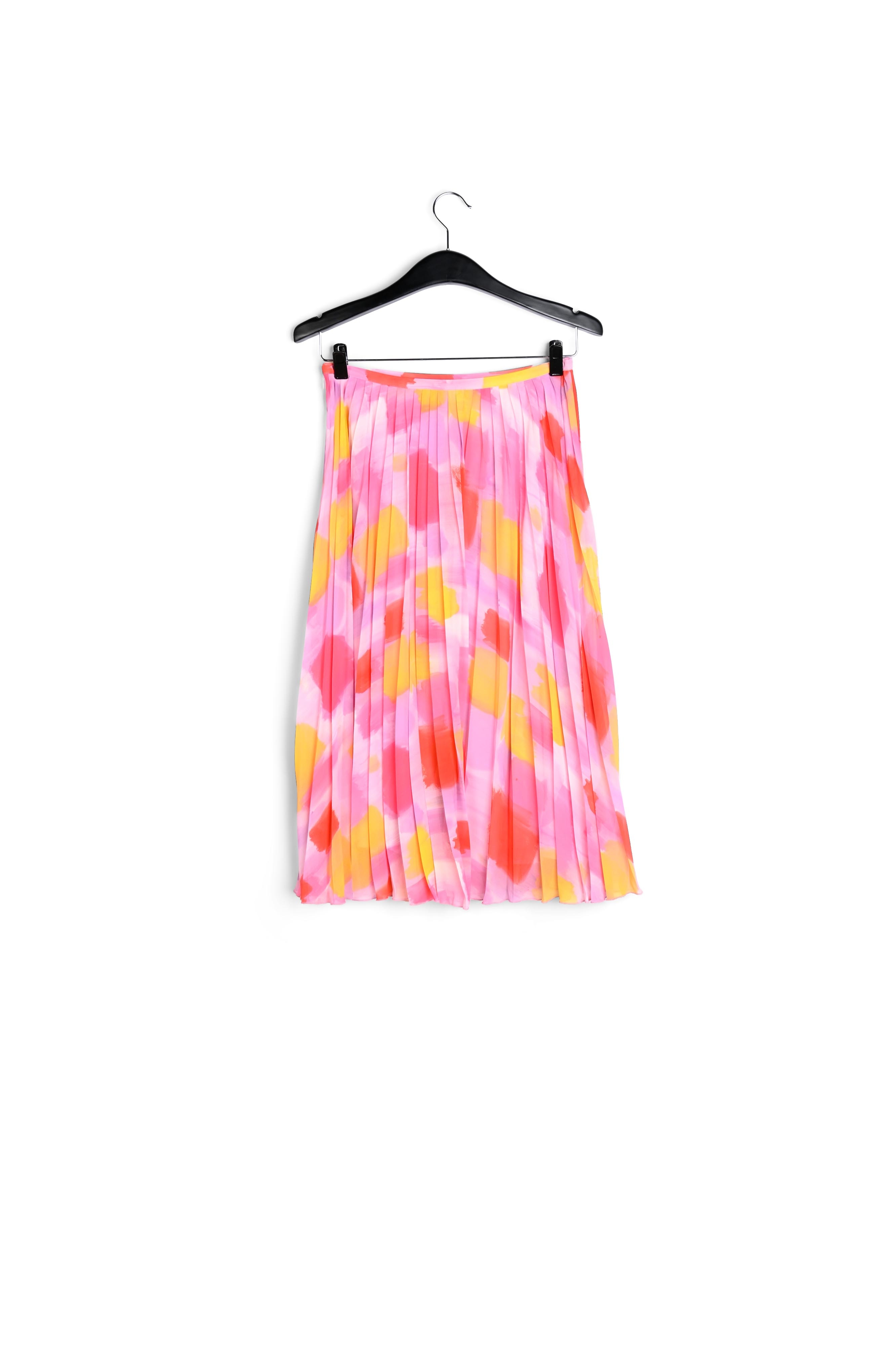 Roze en gele midirok met plissé RE—SSENTIEL tweedehands photo 2