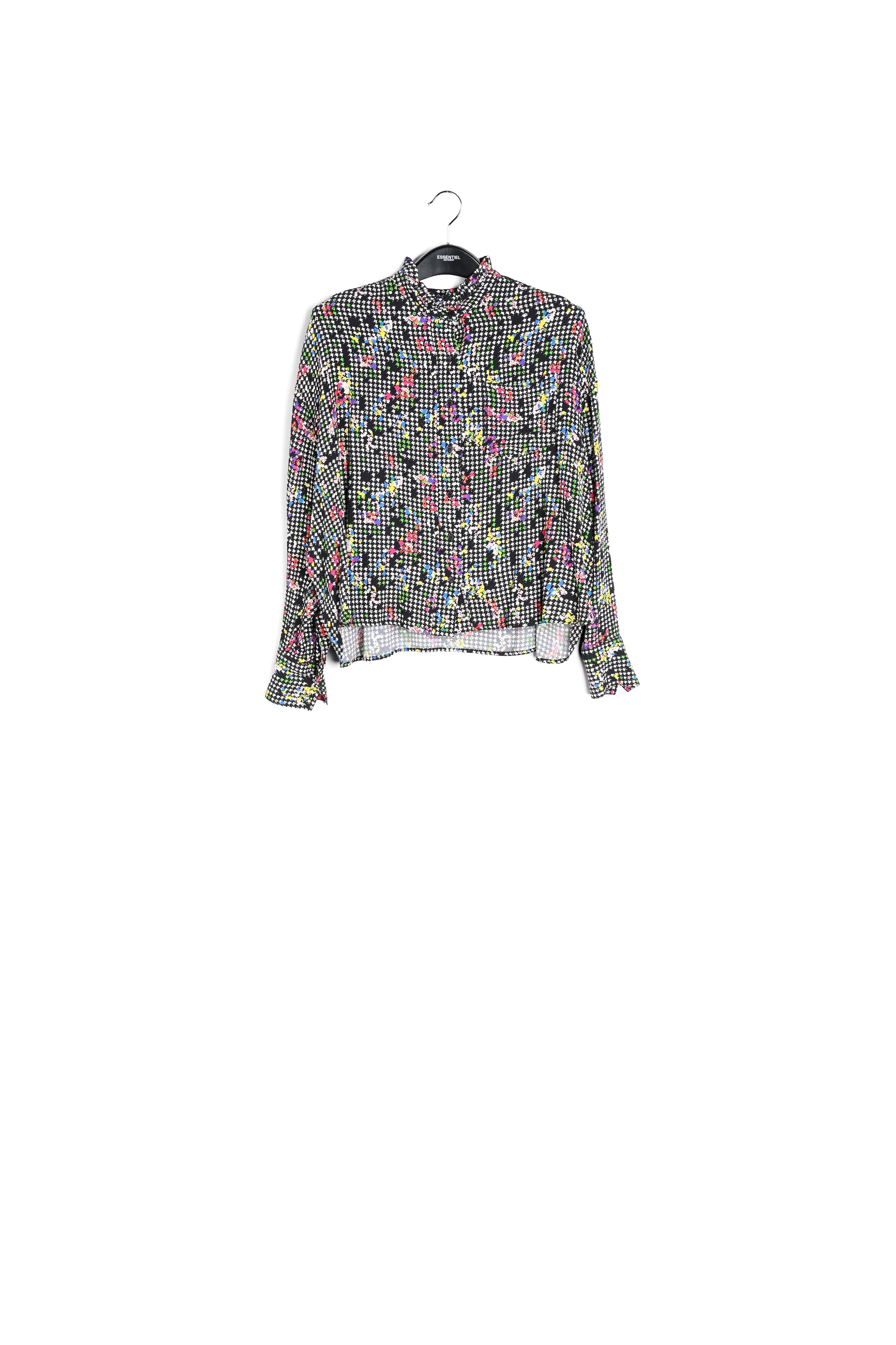 Chemise noire et blanche avec col à  ruches RE—SSENTIEL seconde main photo 1
