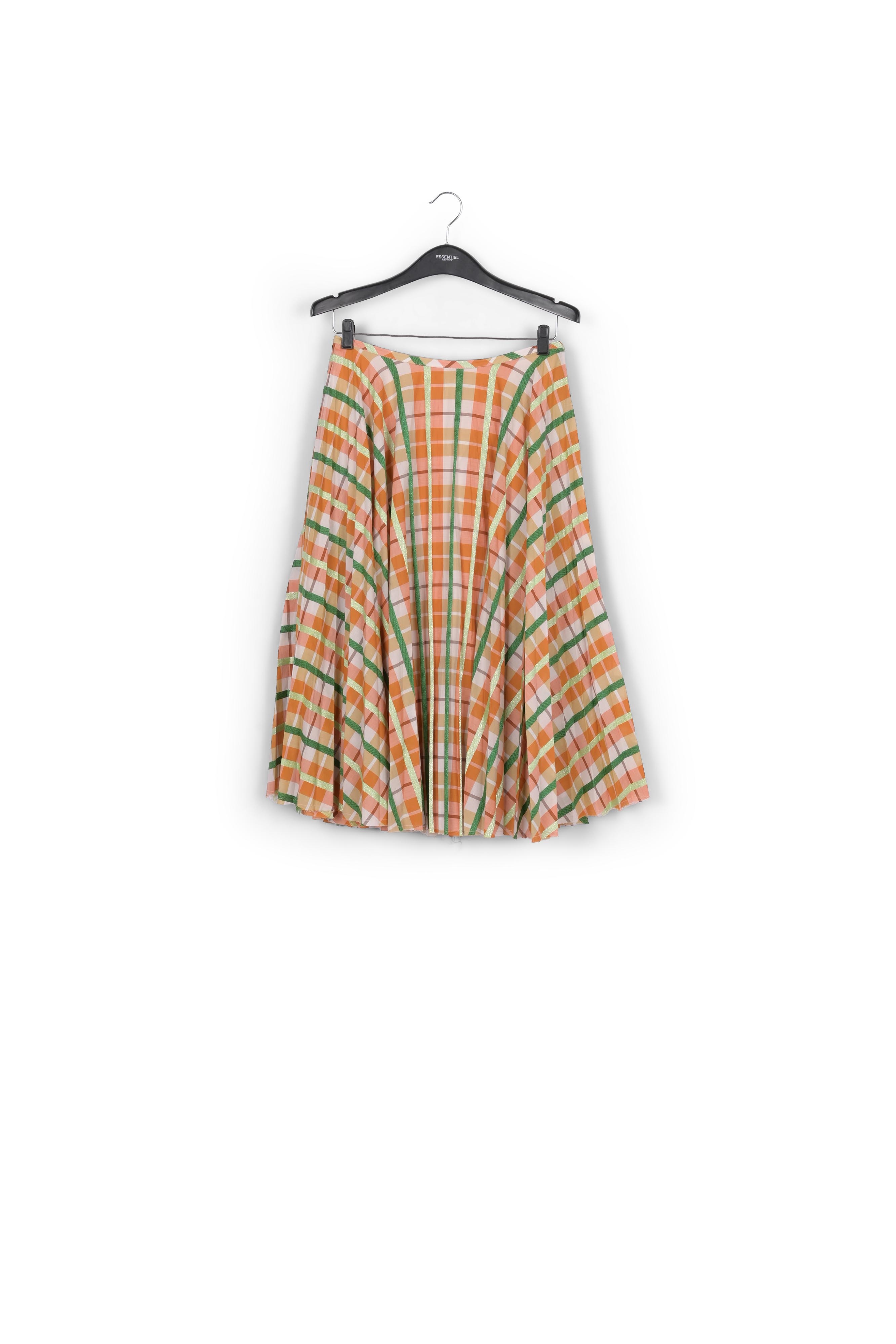 Beige en blauwe geplisseerde rok van katoenmix RE—SSENTIEL tweedehands photo 1