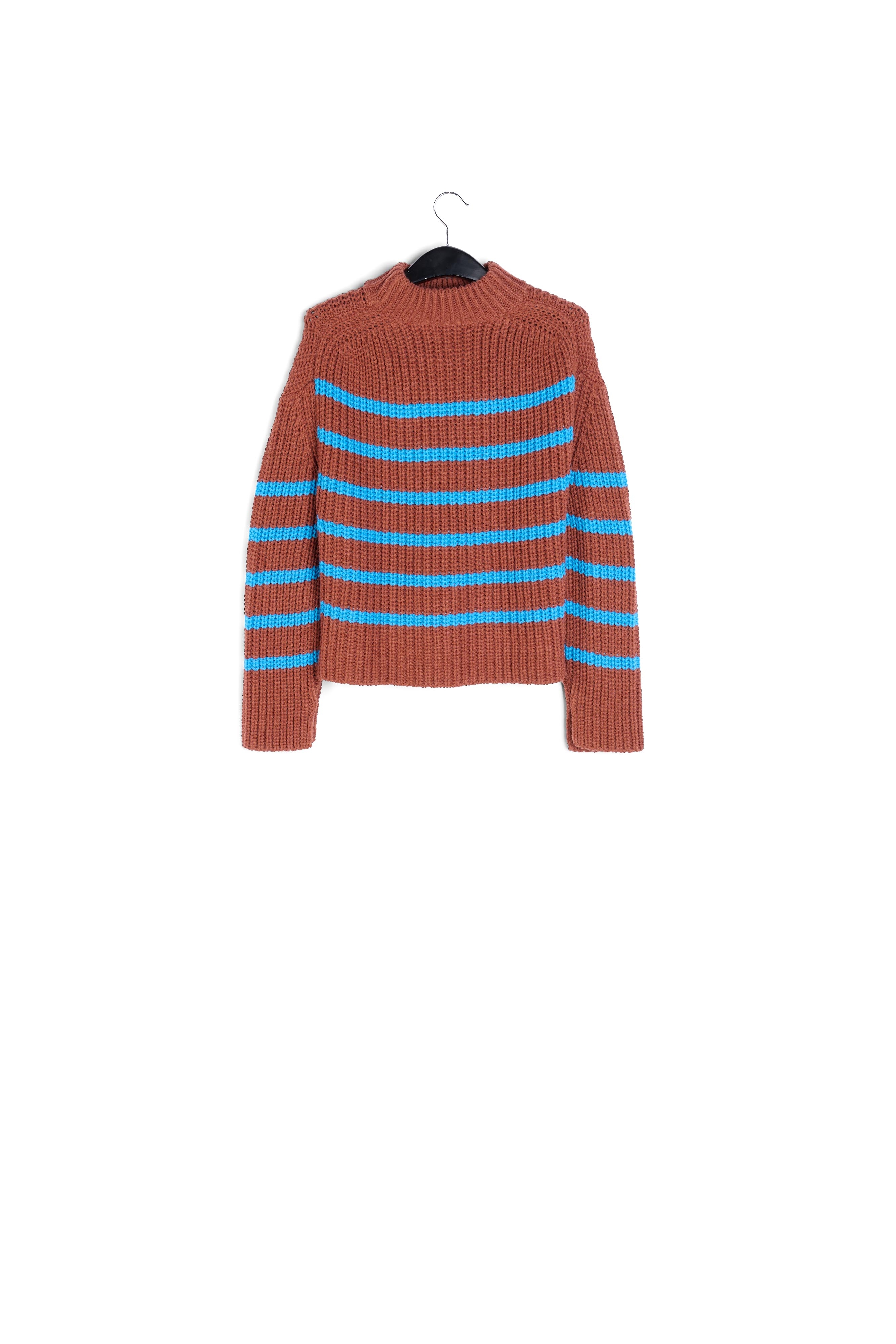 Brown and blue striped ribbed-knit sweater RE—SSENTIEL second-hand photo 2