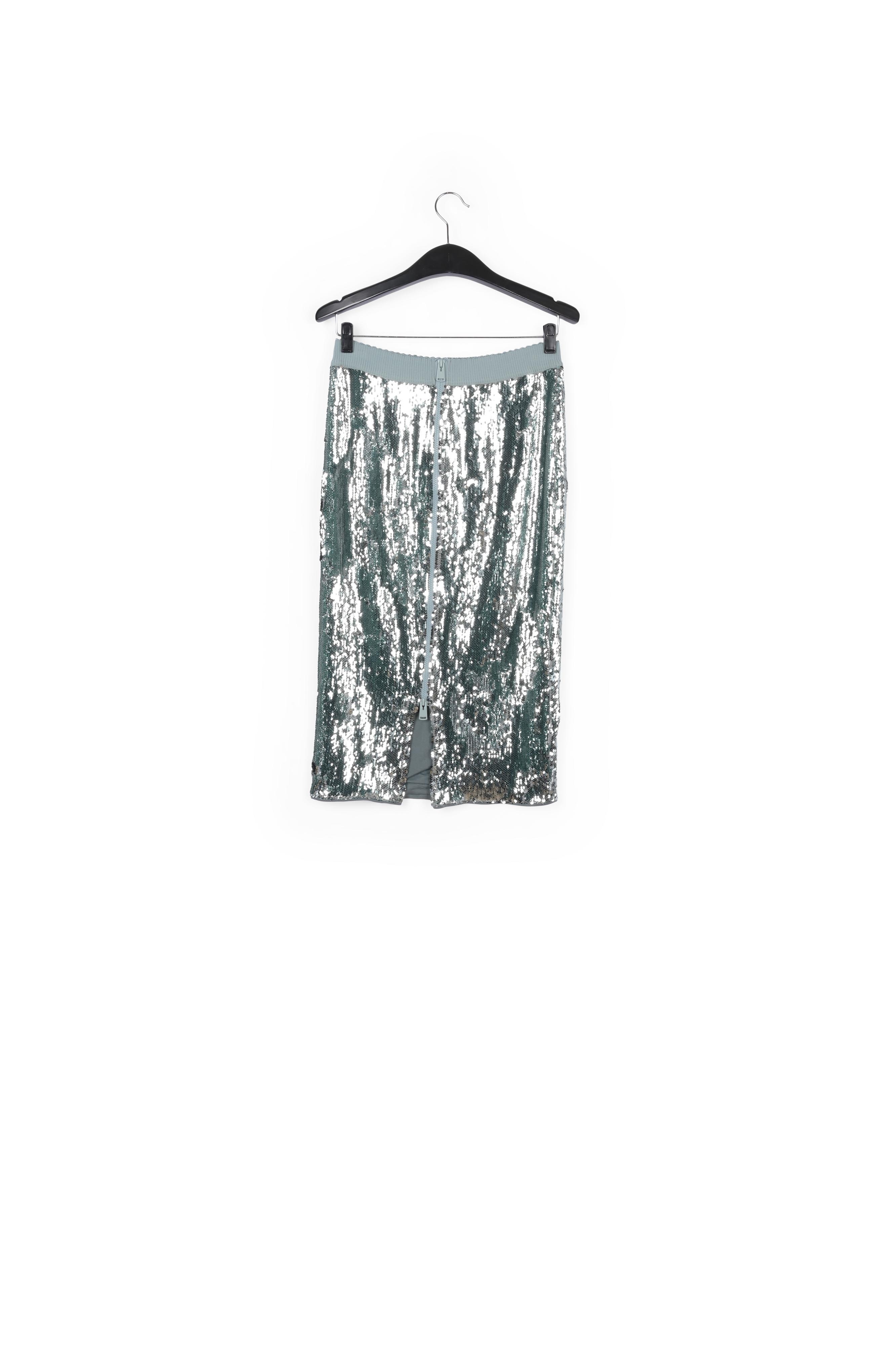 Turquoise sequin-embellished pencil skirt RE—SSENTIEL second-hand photo 2