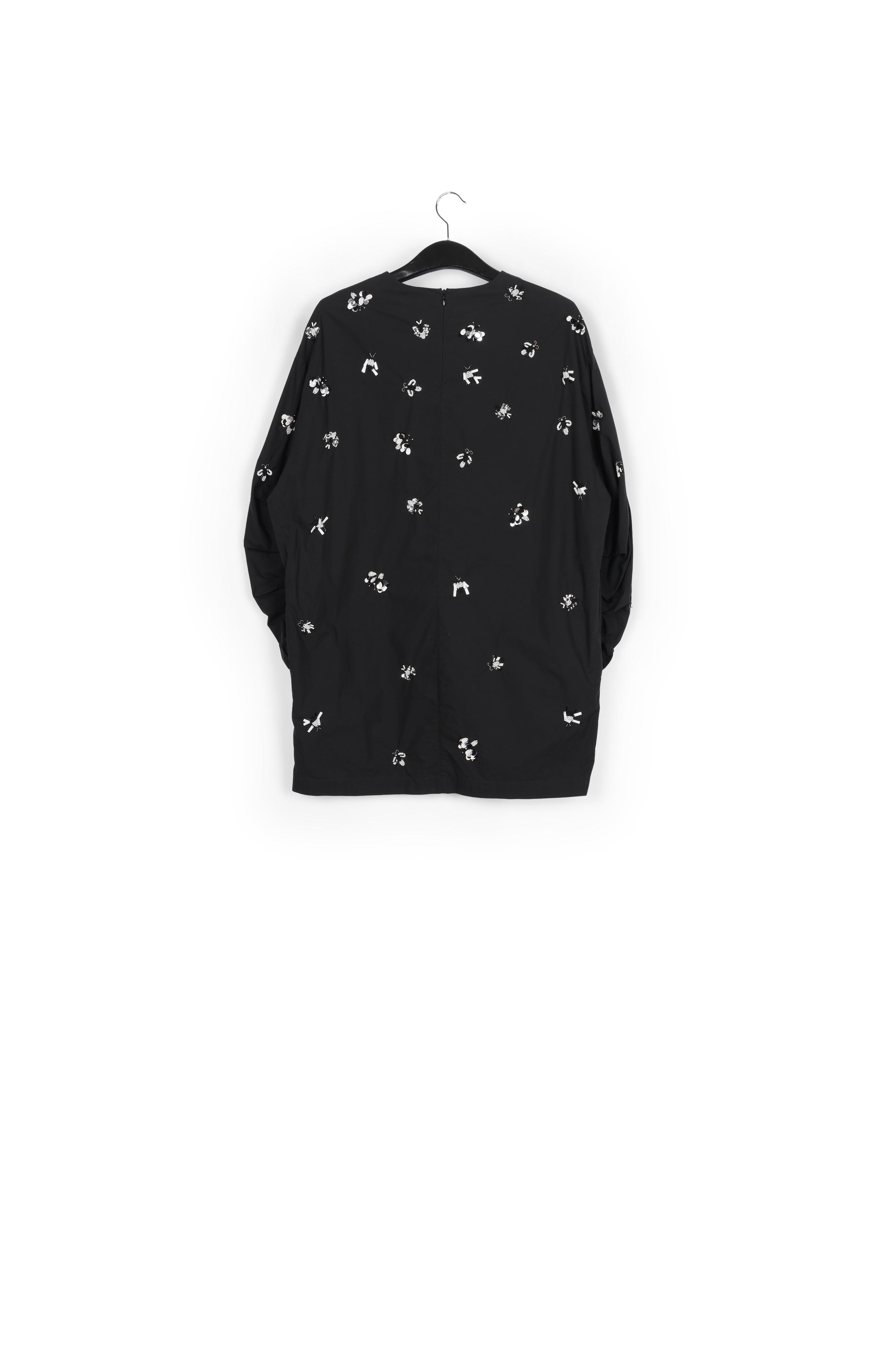 Robe noire en coton popeline à paillettes RE—SSENTIEL seconde main photo 4
