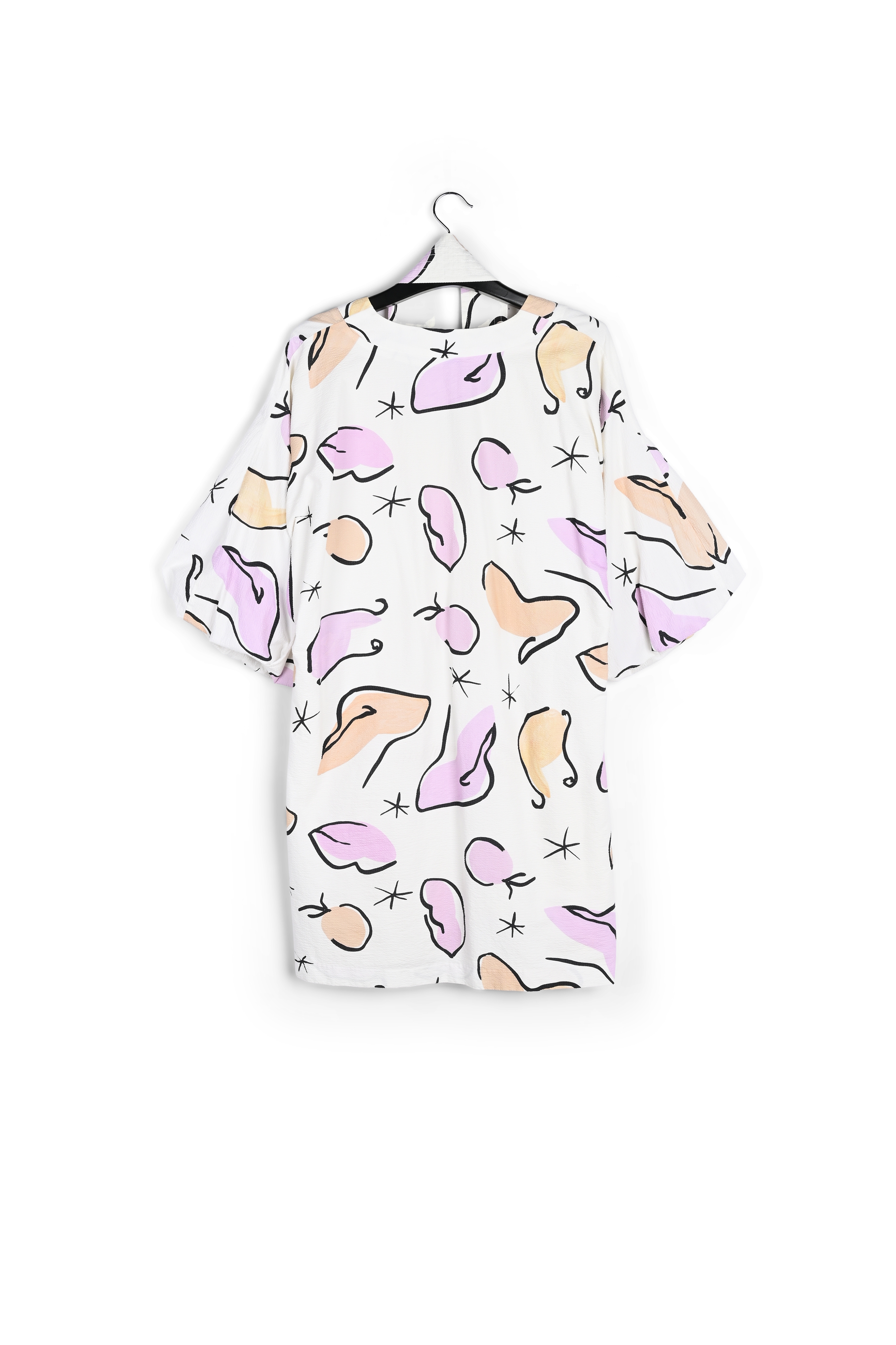 Witte mini-jurk met abstracte print RE—SSENTIEL tweedehands photo 2