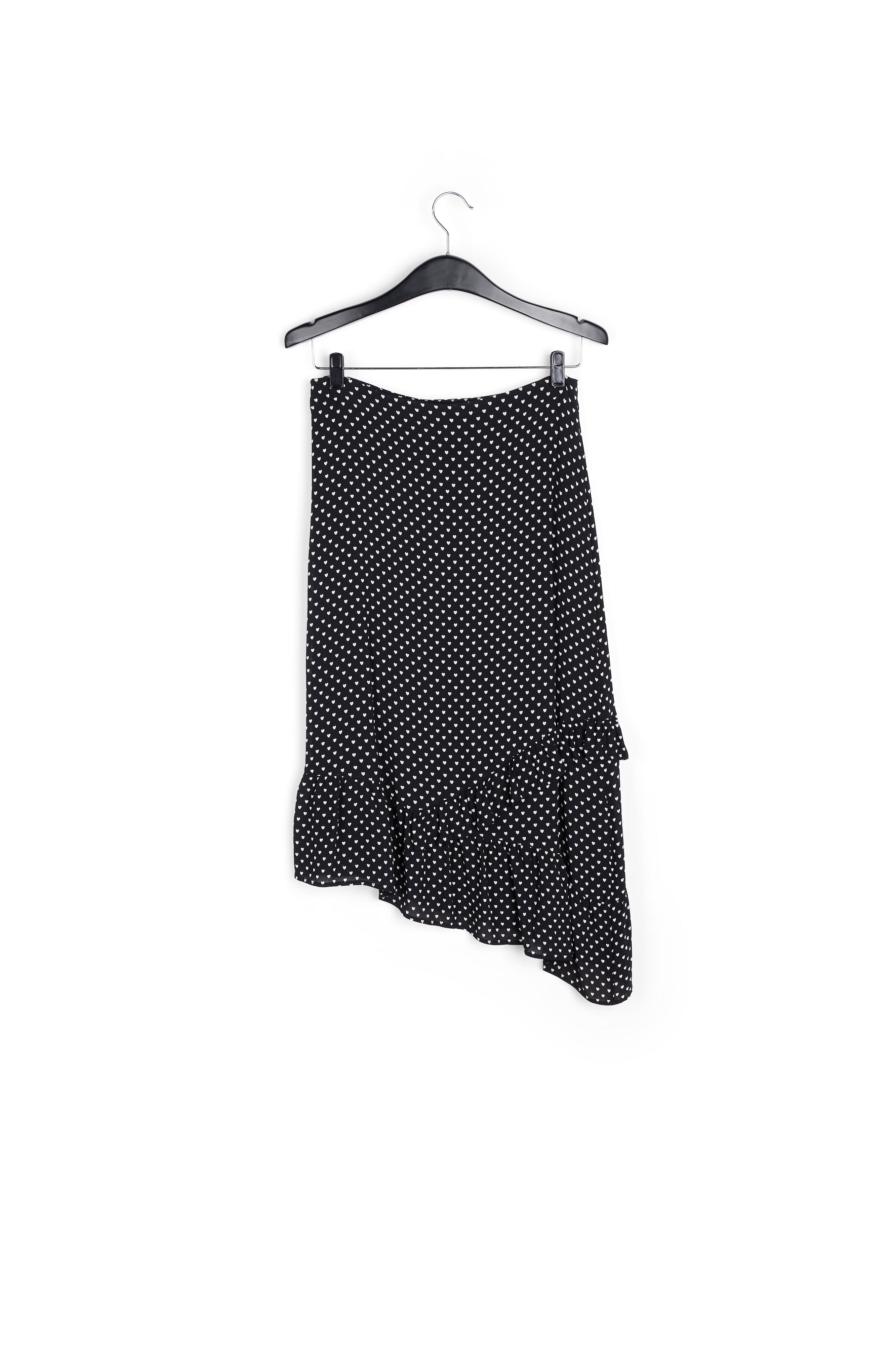 Zwarte asymmetrische rok met hartjes RE—SSENTIEL tweedehands photo 2