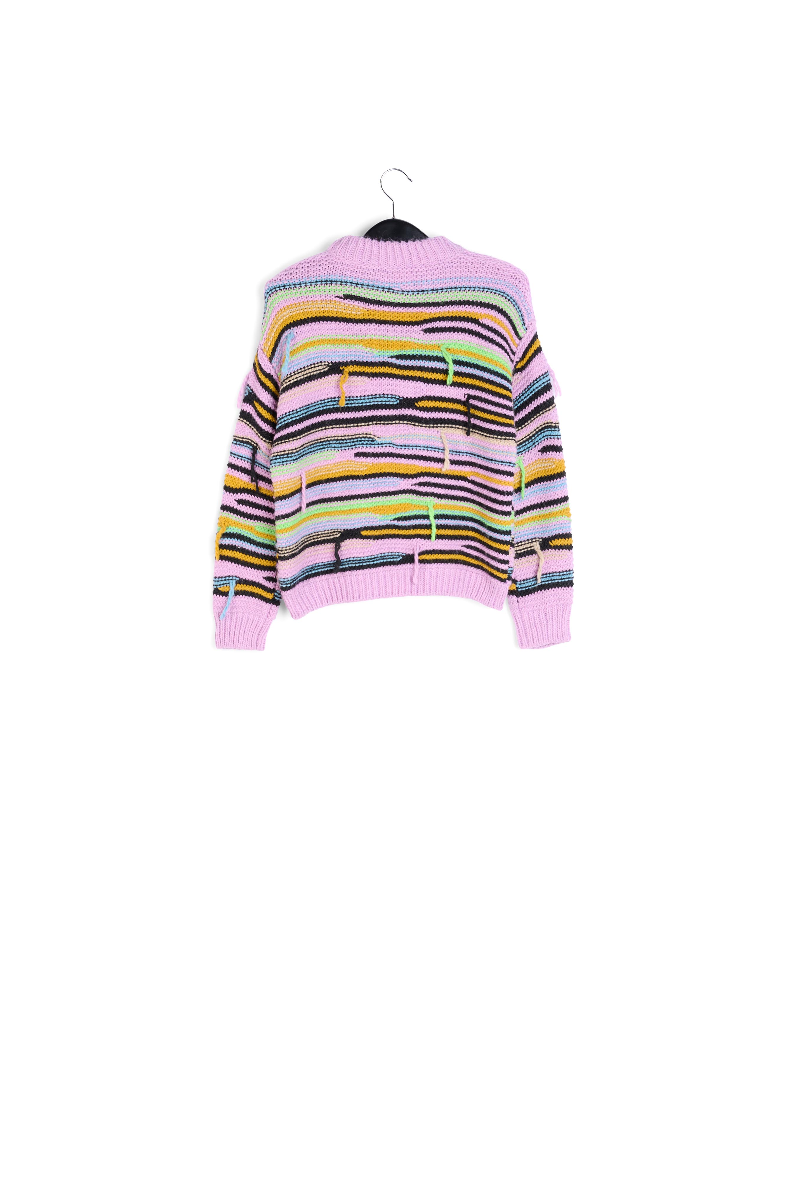Lila trui met strepen en binnenstebuiten-look RE—SSENTIEL tweedehands photo 2
