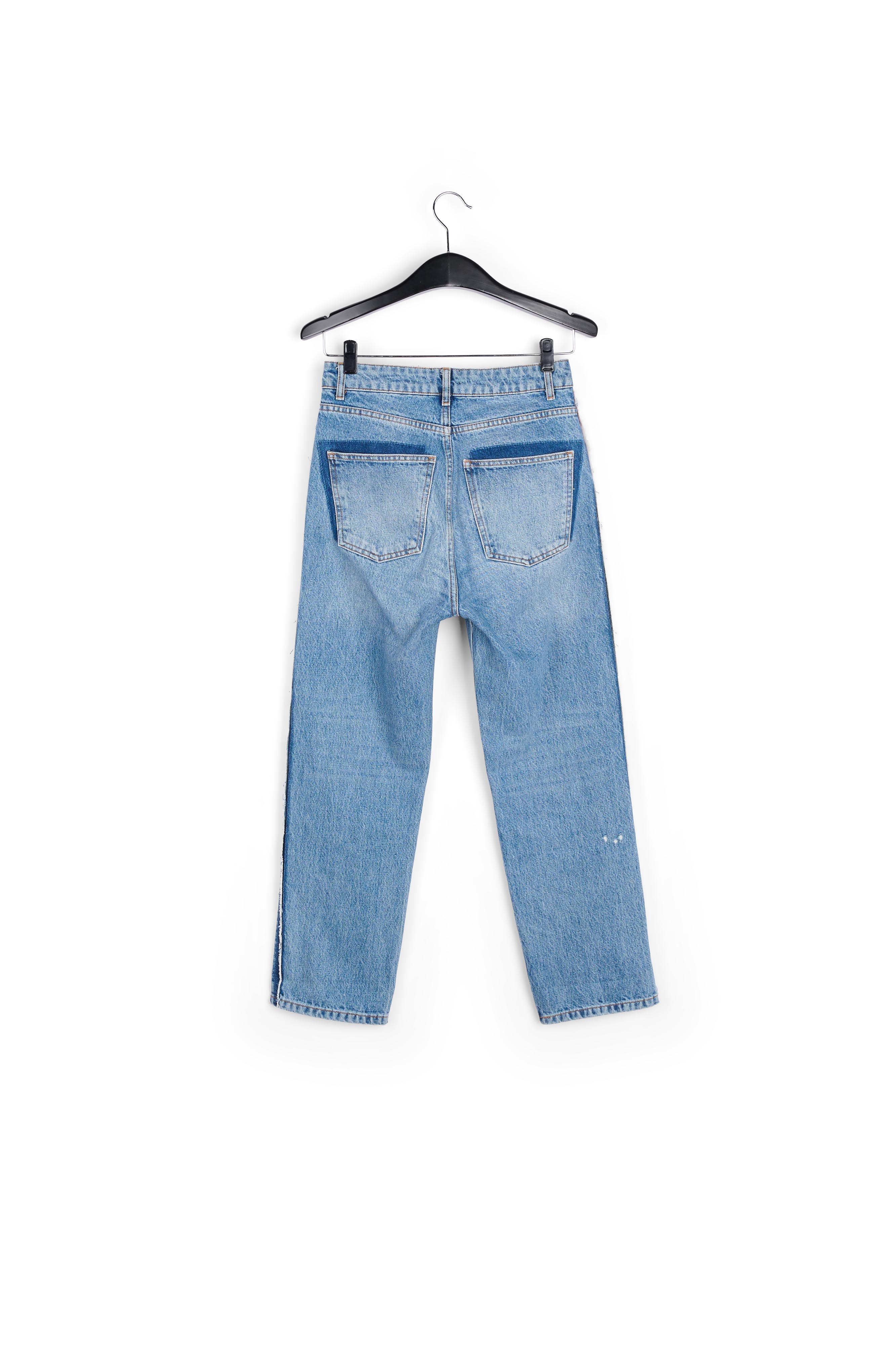 Dark blue distressed high-rise jeans RE—SSENTIEL second-hand photo 2