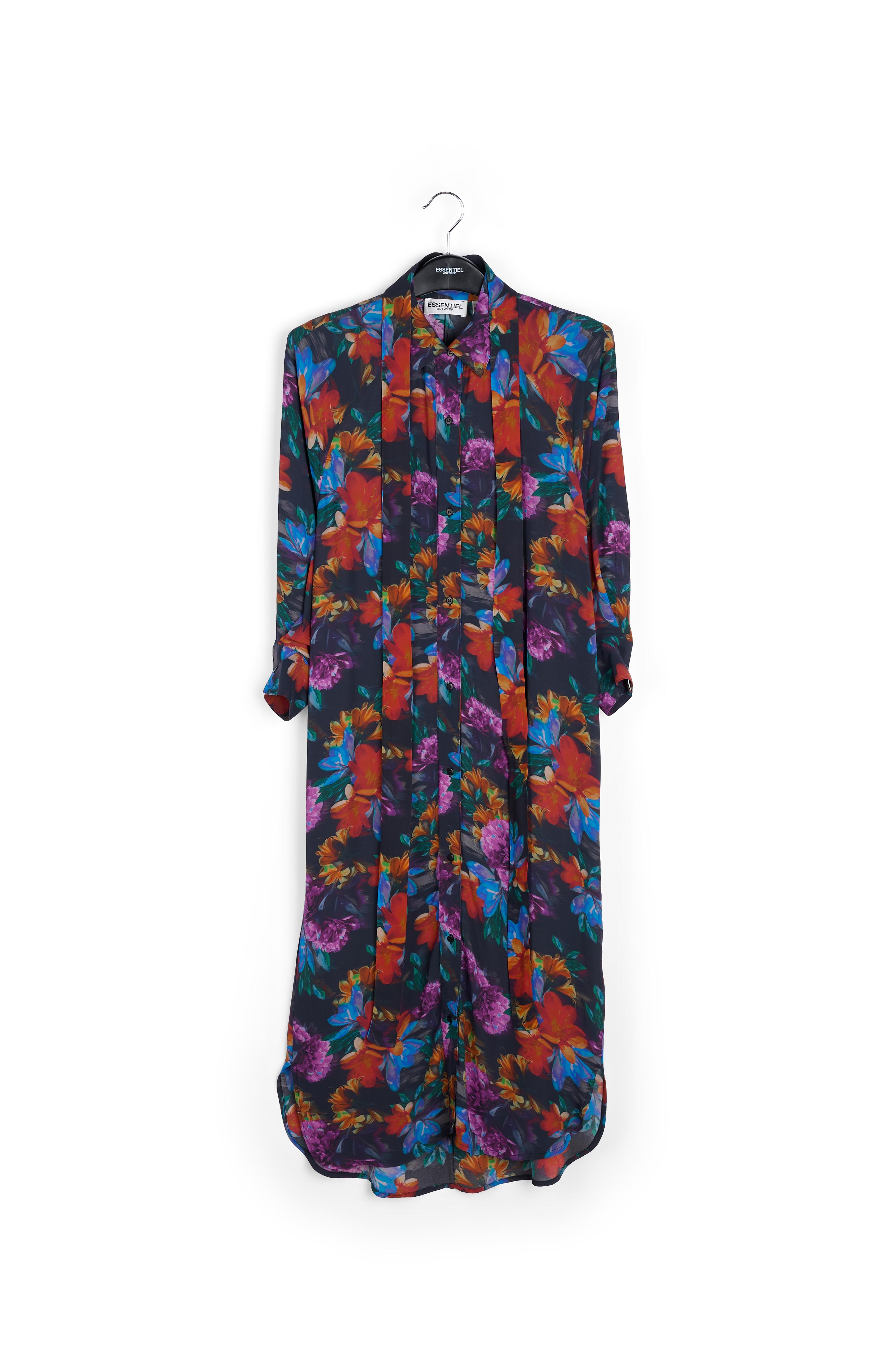 Robe chemise anthracite, bleue et orange à imprimé floral RE—SSENTIEL seconde main photo 1