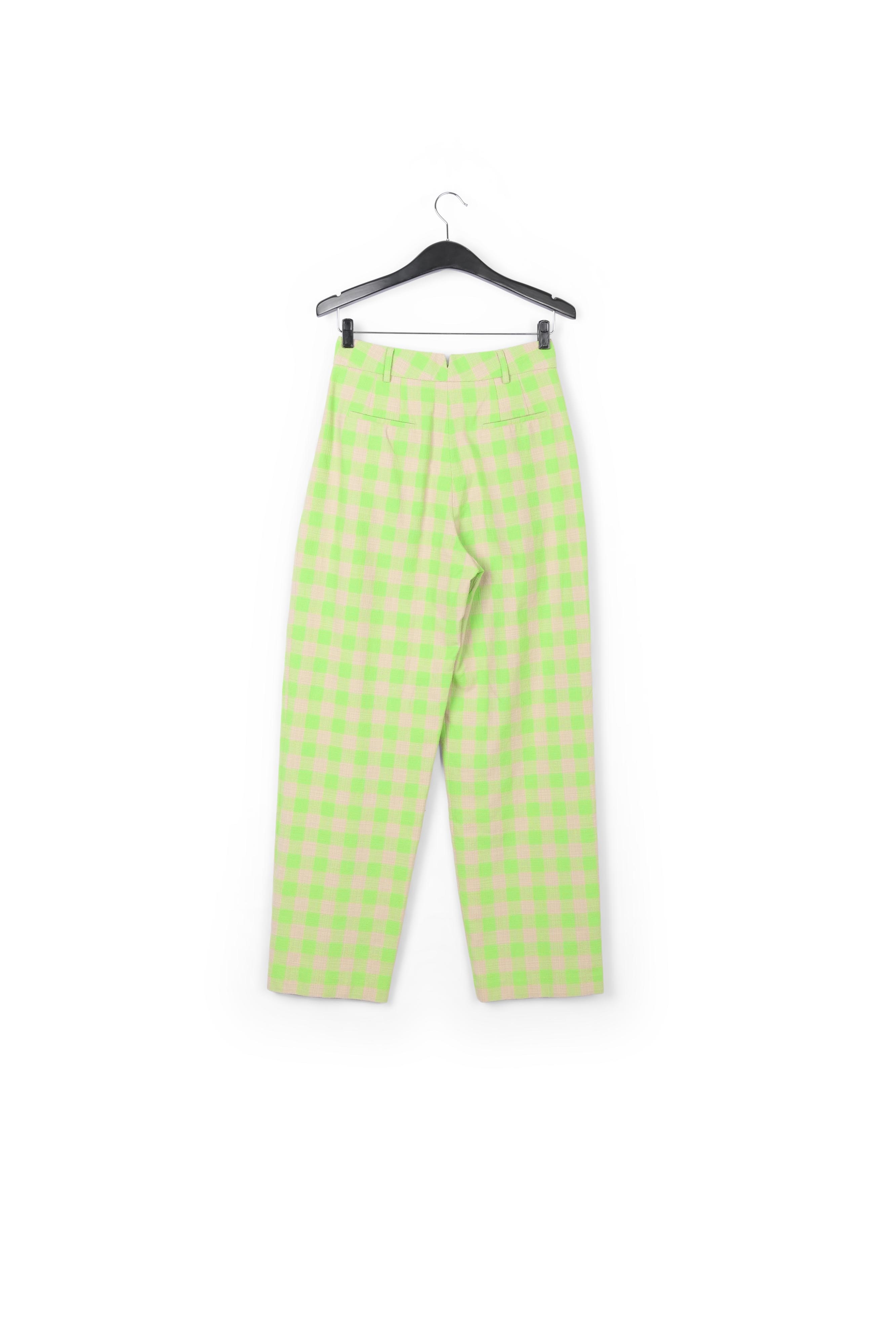 Fluogroene relaxte broek met ruitjes RE—SSENTIEL tweedehands photo 2