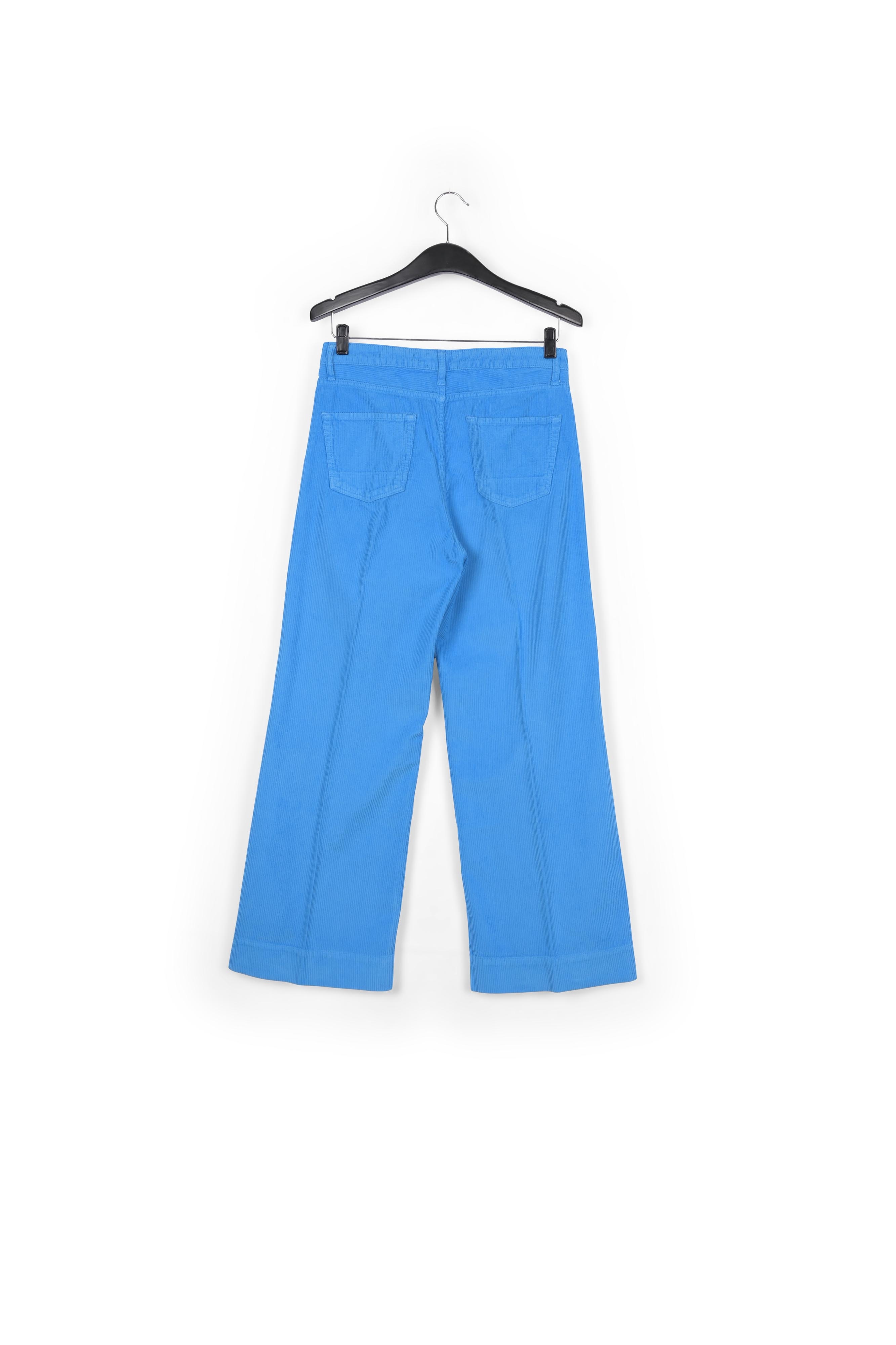 Hemelsblauwe cropped katoen-corduroy broek met wijde pijpen RE—SSENTIEL tweedehands photo 2