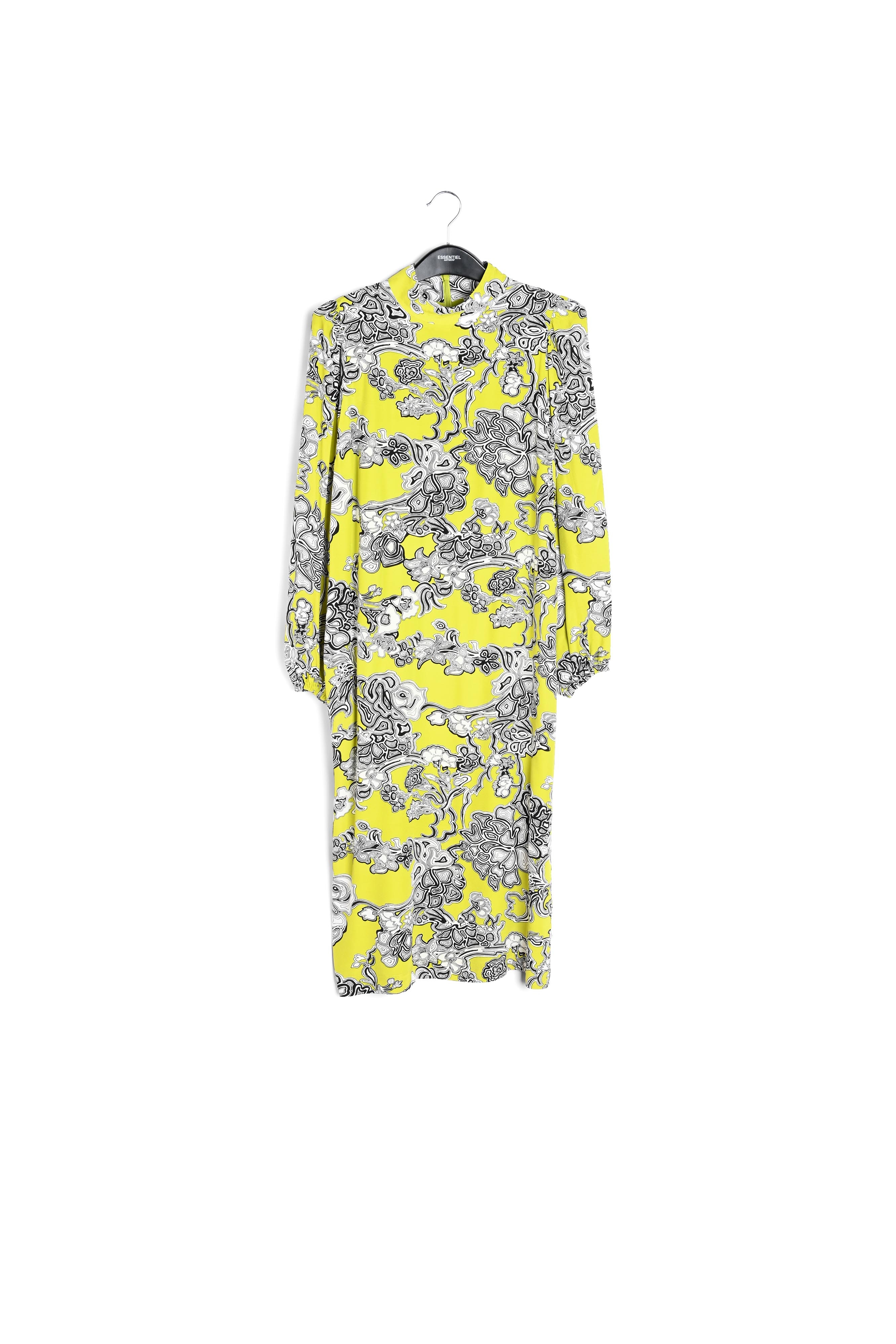 Robe midi vert citron à imprimé fleuri RE—SSENTIEL seconde main photo 1