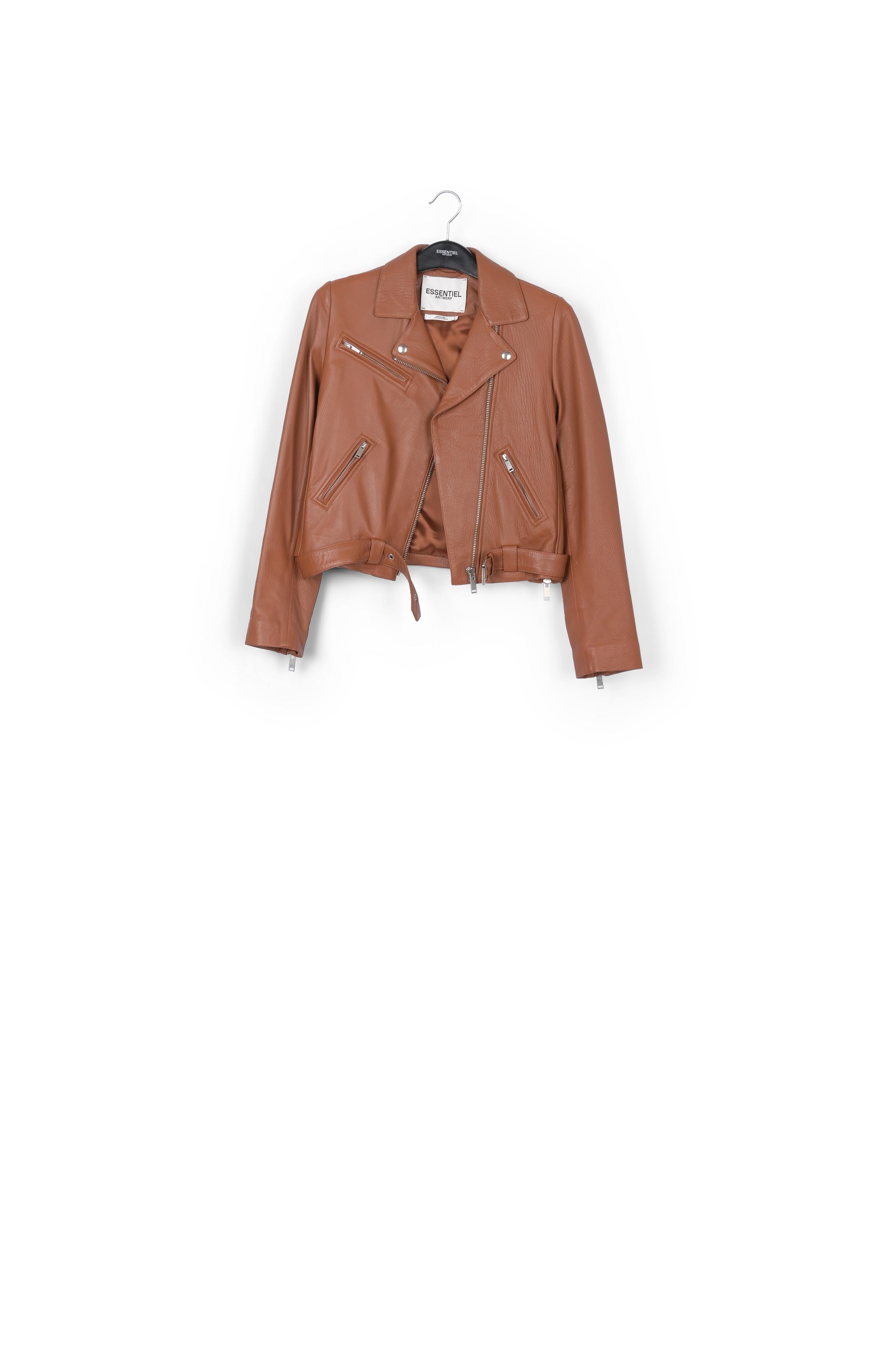 Brown leather biker jacket RE—SSENTIEL second-hand photo 1