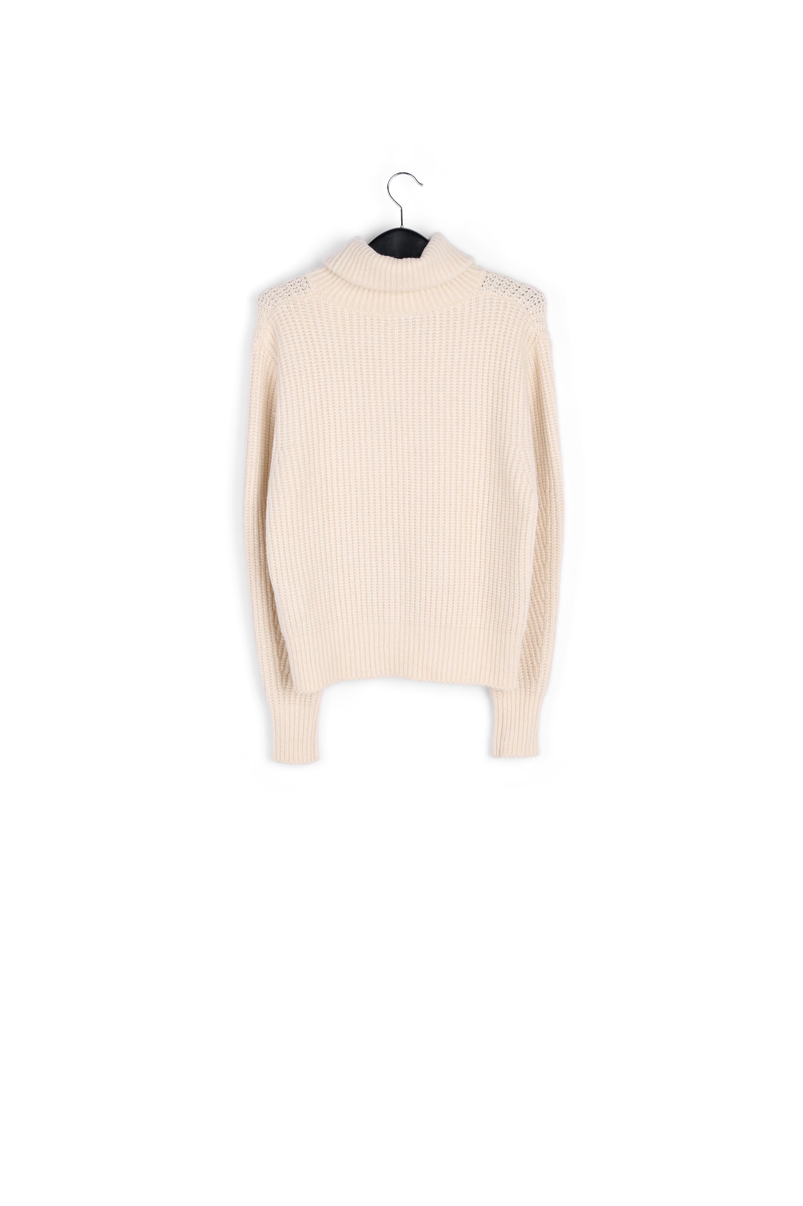 Pull beige à col roulé en maille côtelée RE—SSENTIEL seconde main photo 2