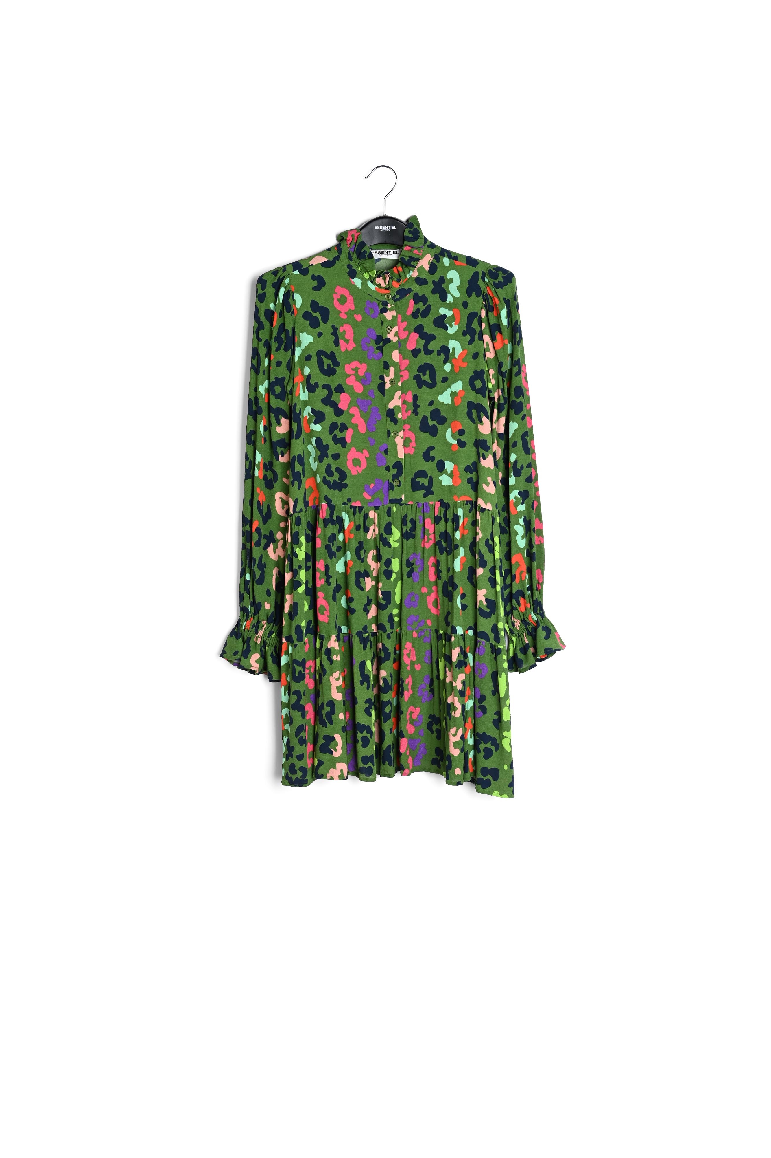 Mini robe verte à imprimé léopard RE—SSENTIEL seconde main photo 1