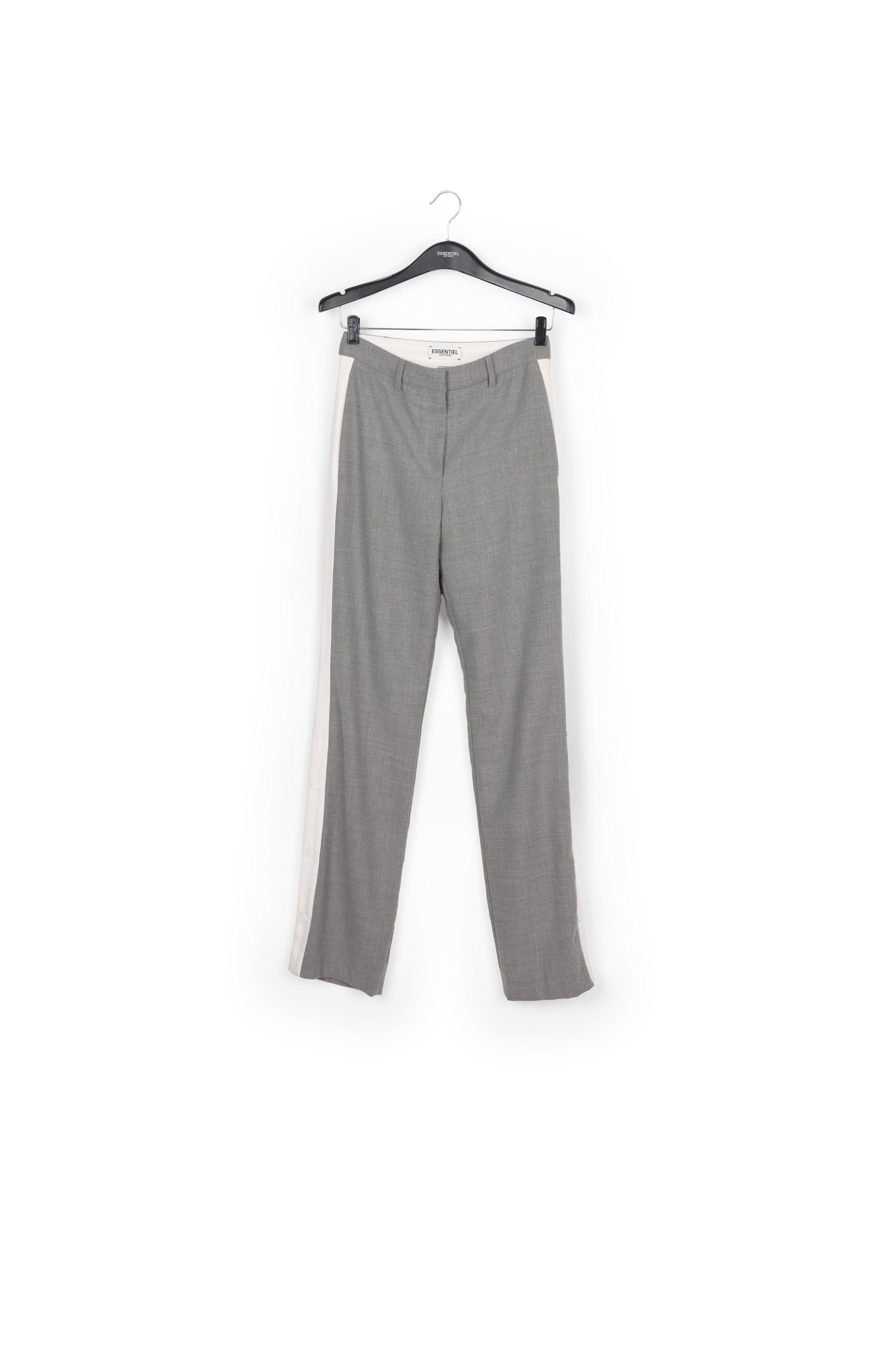 Donkergrijze wolmix broek met contrasterende streep RE—SSENTIEL tweedehands photo 1