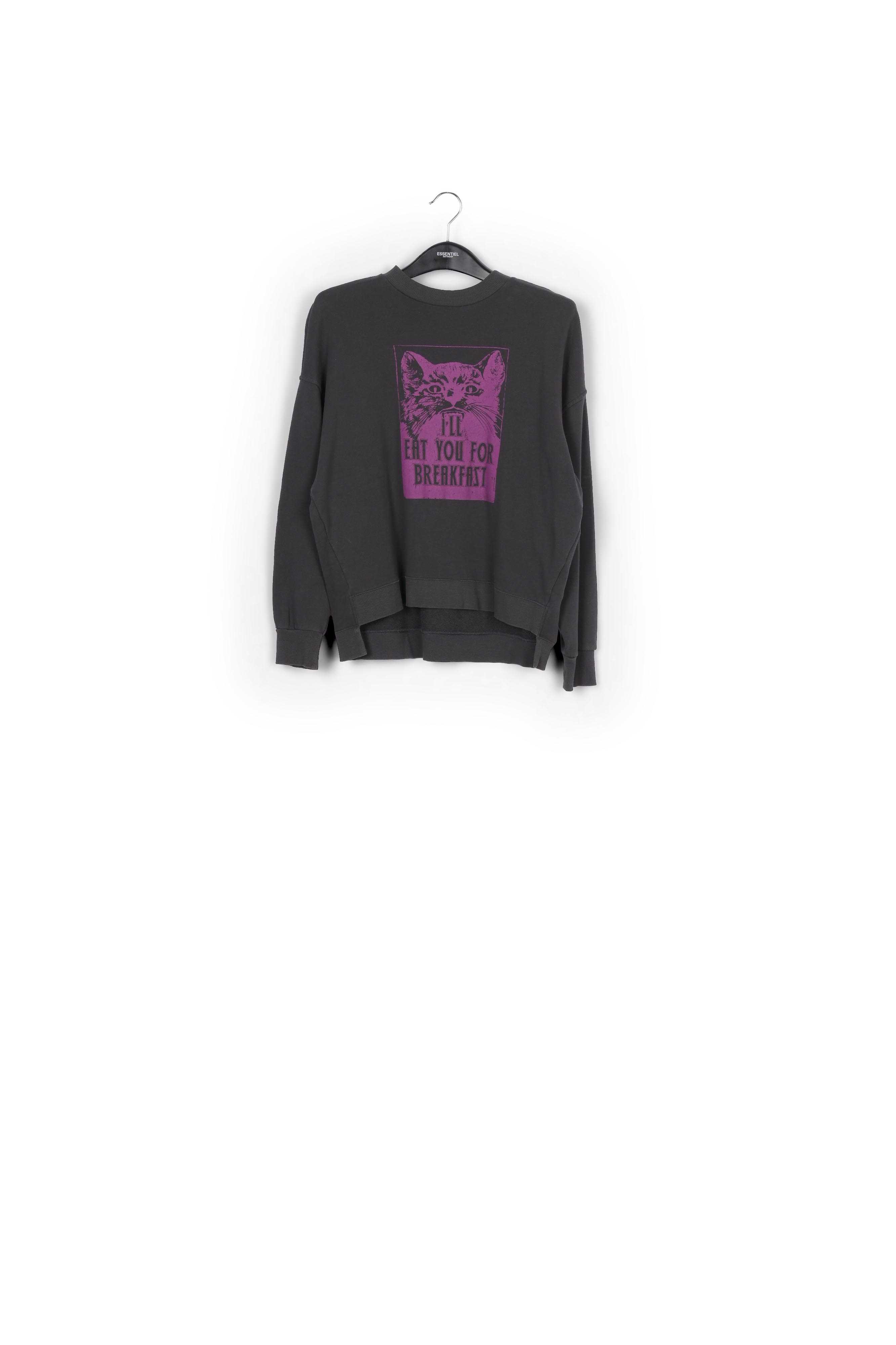 Sweat-shirt Â« atomic cat Â» en jersey de coton noir RE—SSENTIEL seconde main photo 1