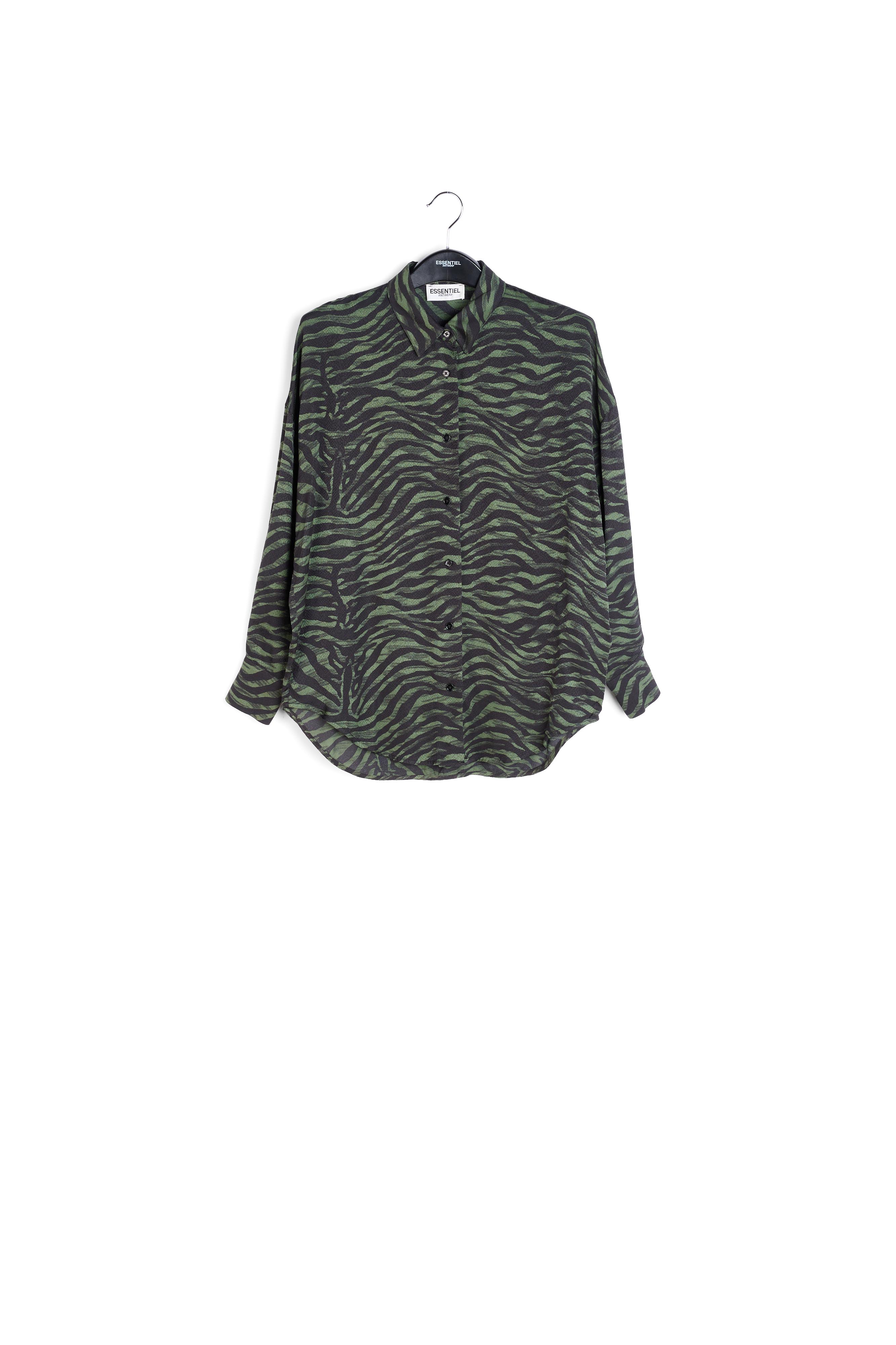 Chemise oversize zébrée verte et noire RE—SSENTIEL seconde main photo 1
