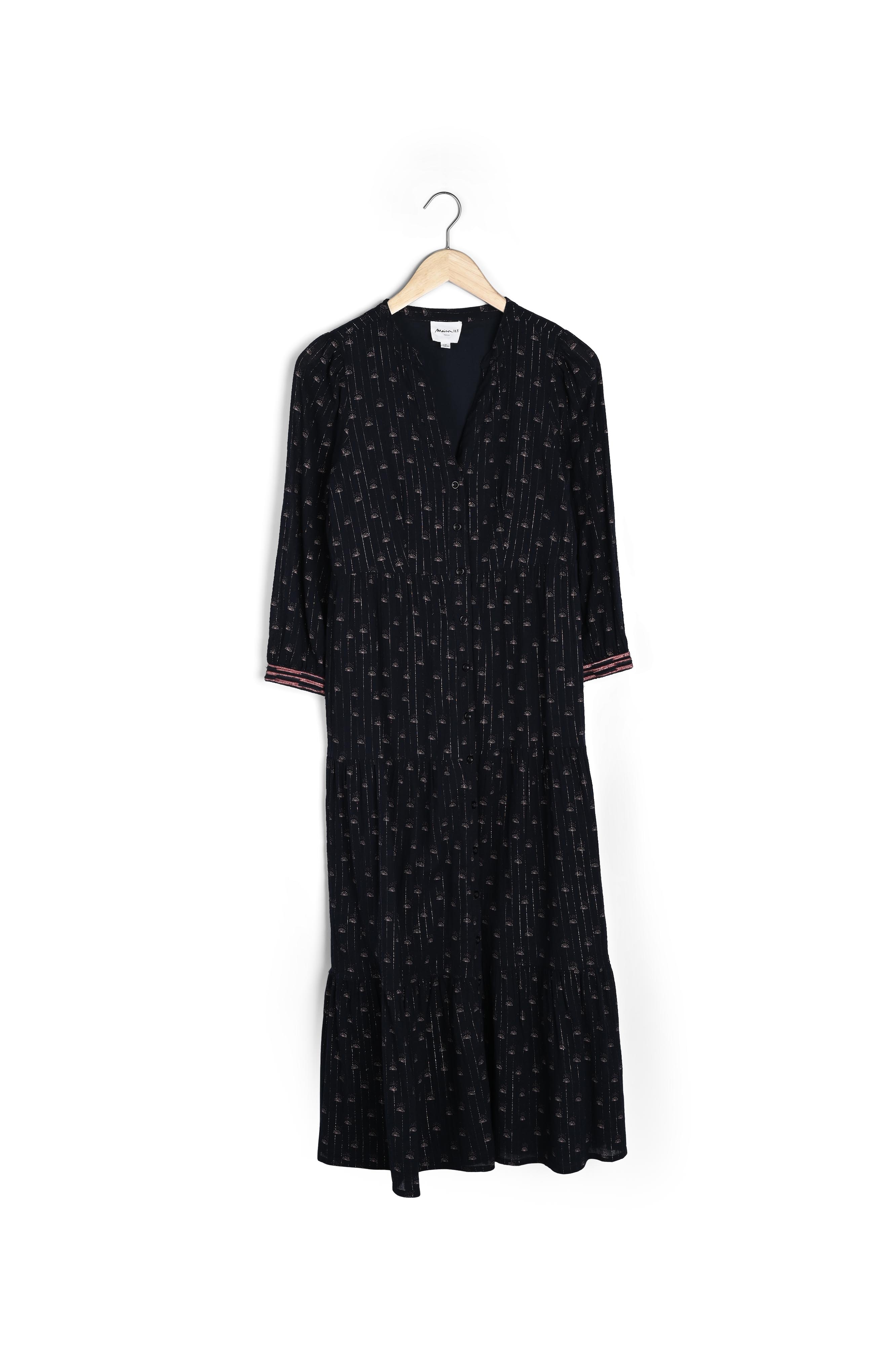 Robe longue imprimée en coton noir Norma Maison 123 seconde main photo 3