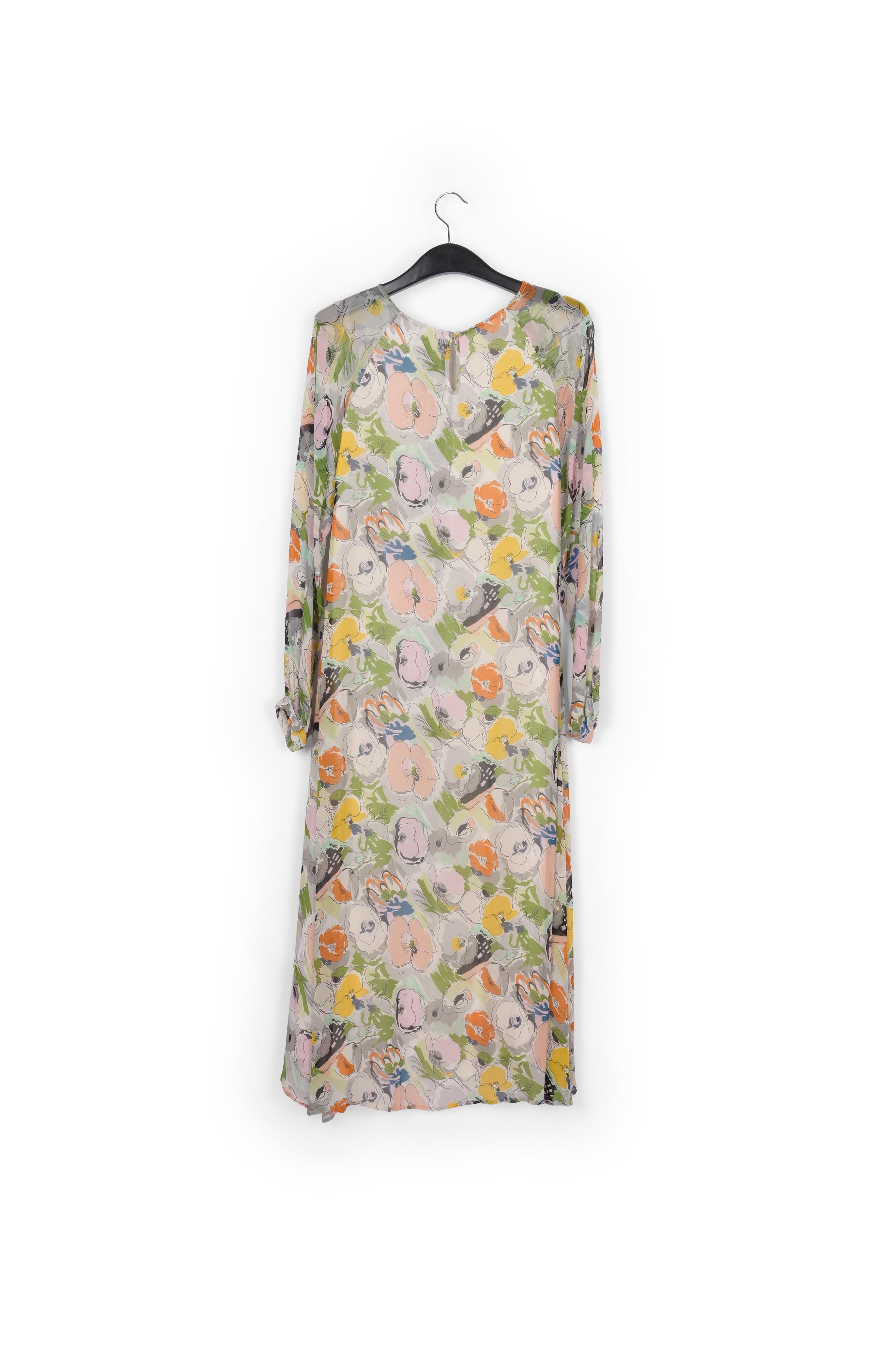 Robe évasée fleurie multicolore à manches transparentes RE—SSENTIEL seconde main photo 2