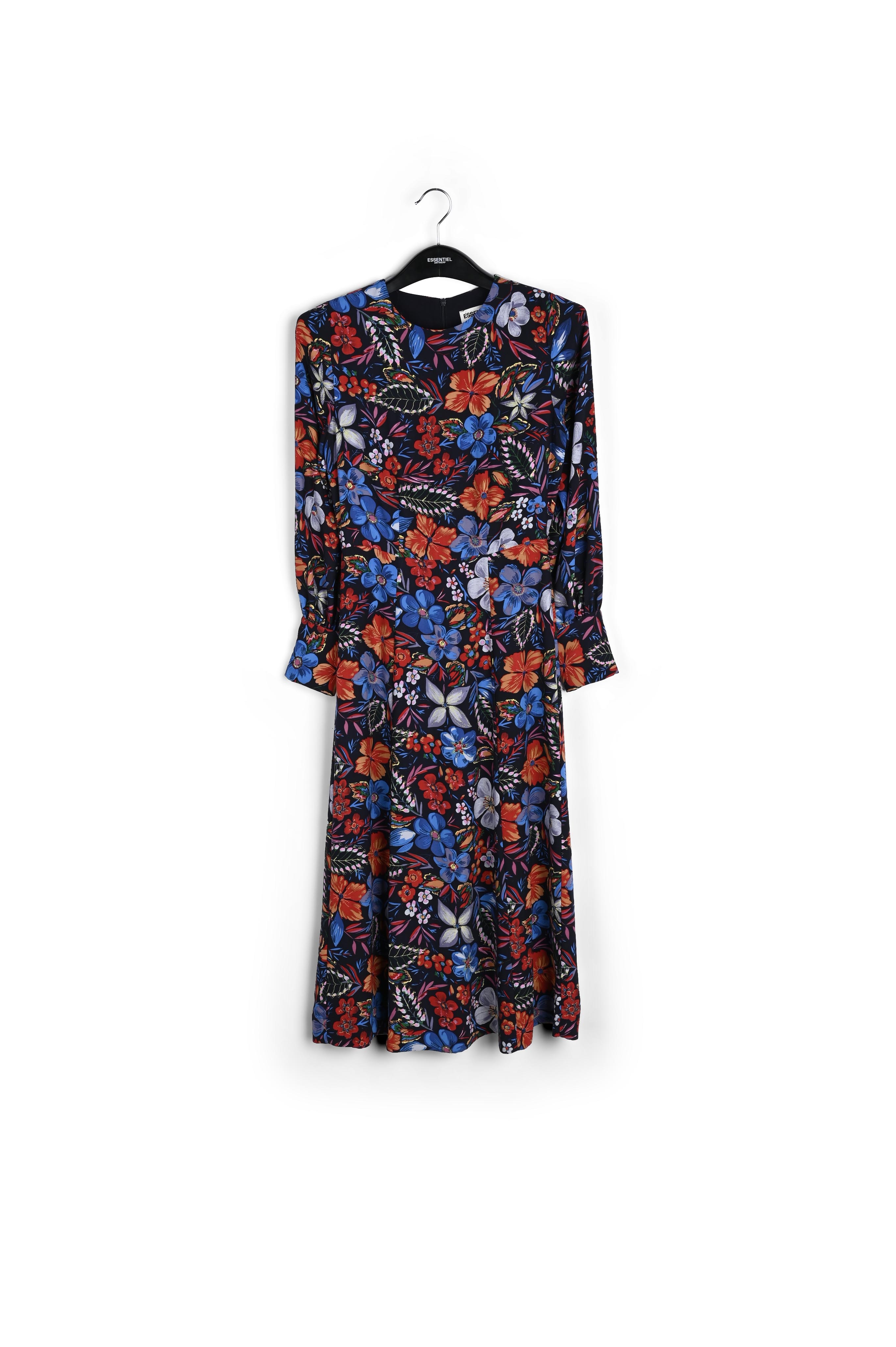Dark blue floral midi dress RE—SSENTIEL second-hand photo 1