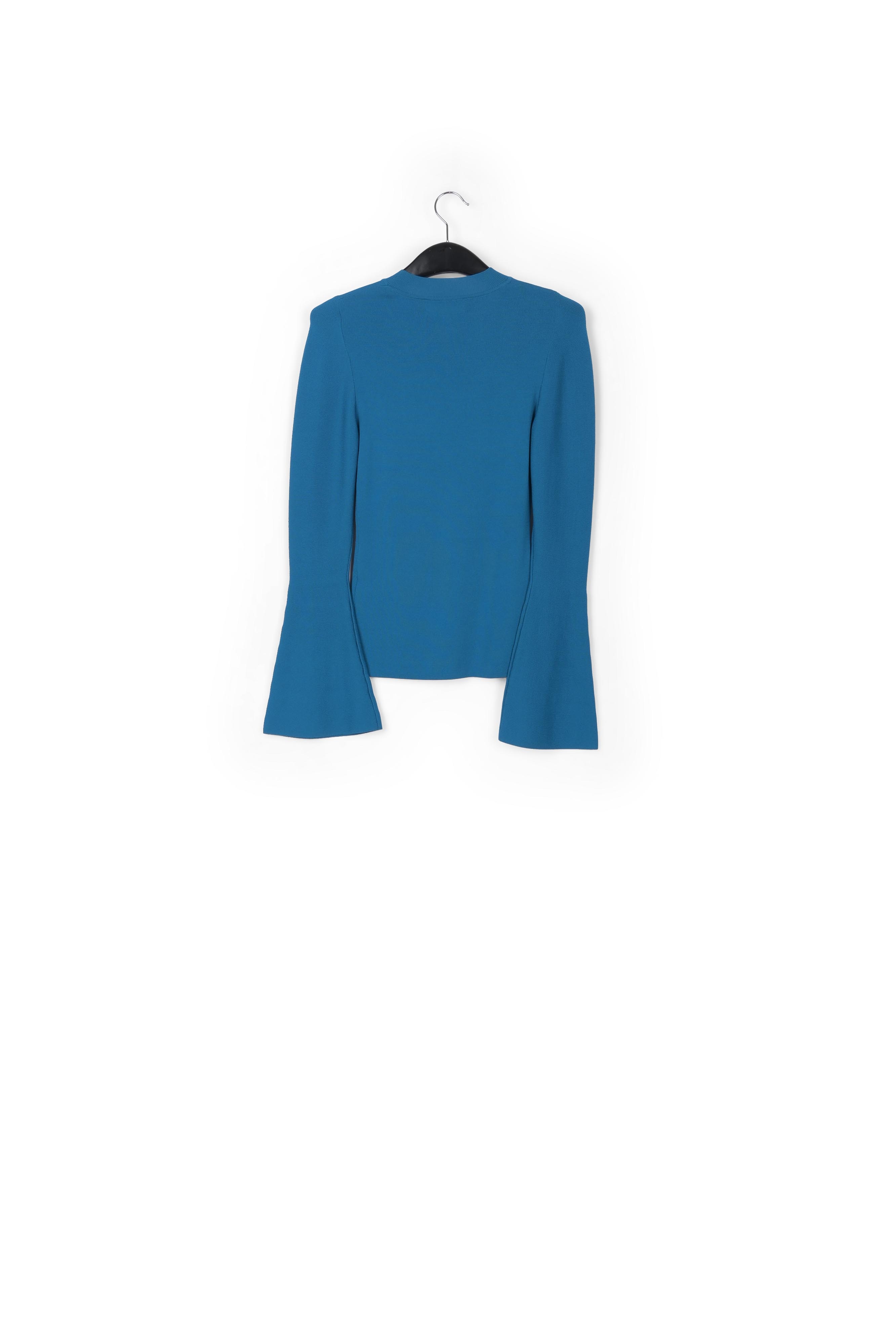 Blauwe aansluitende trui met trompetmouwen RE—SSENTIEL tweedehands photo 2