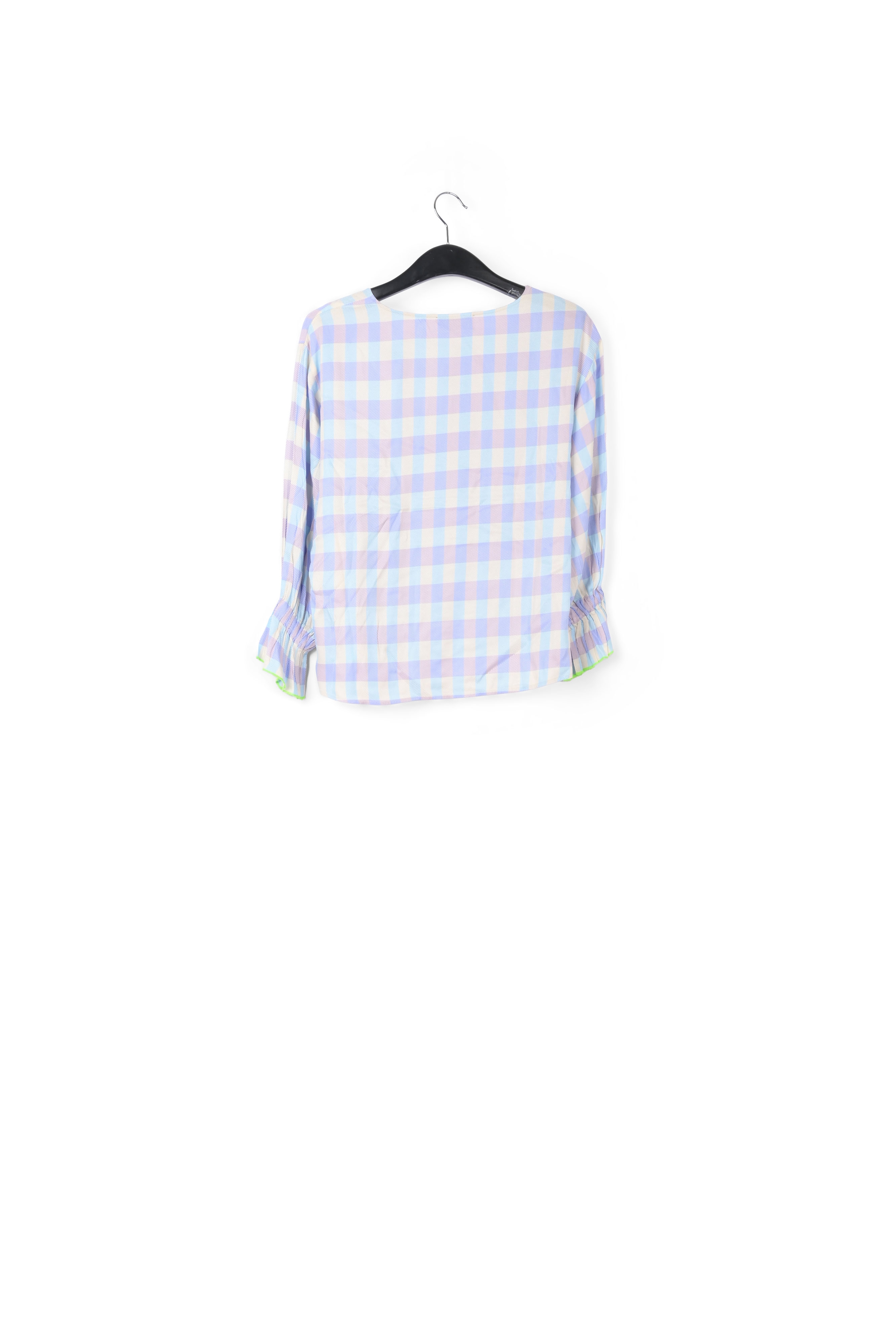Top met 3/4de mouwen en blauw-paars tartanmotief RE—SSENTIEL tweedehands photo 2